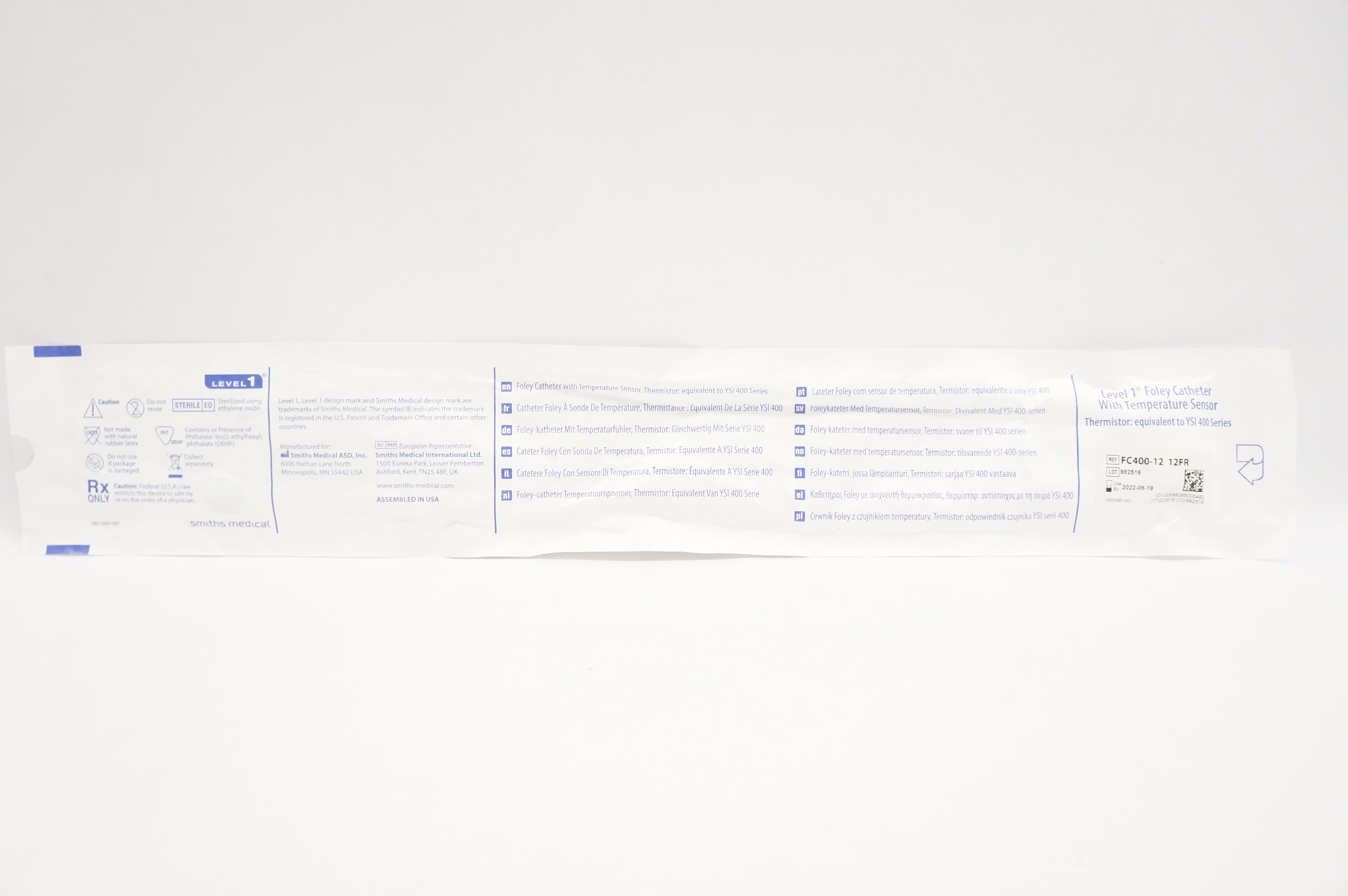 Smiths Medical FC400-12 Foley Cath w/Temperature Sensor Level 1, 12Fr (x)