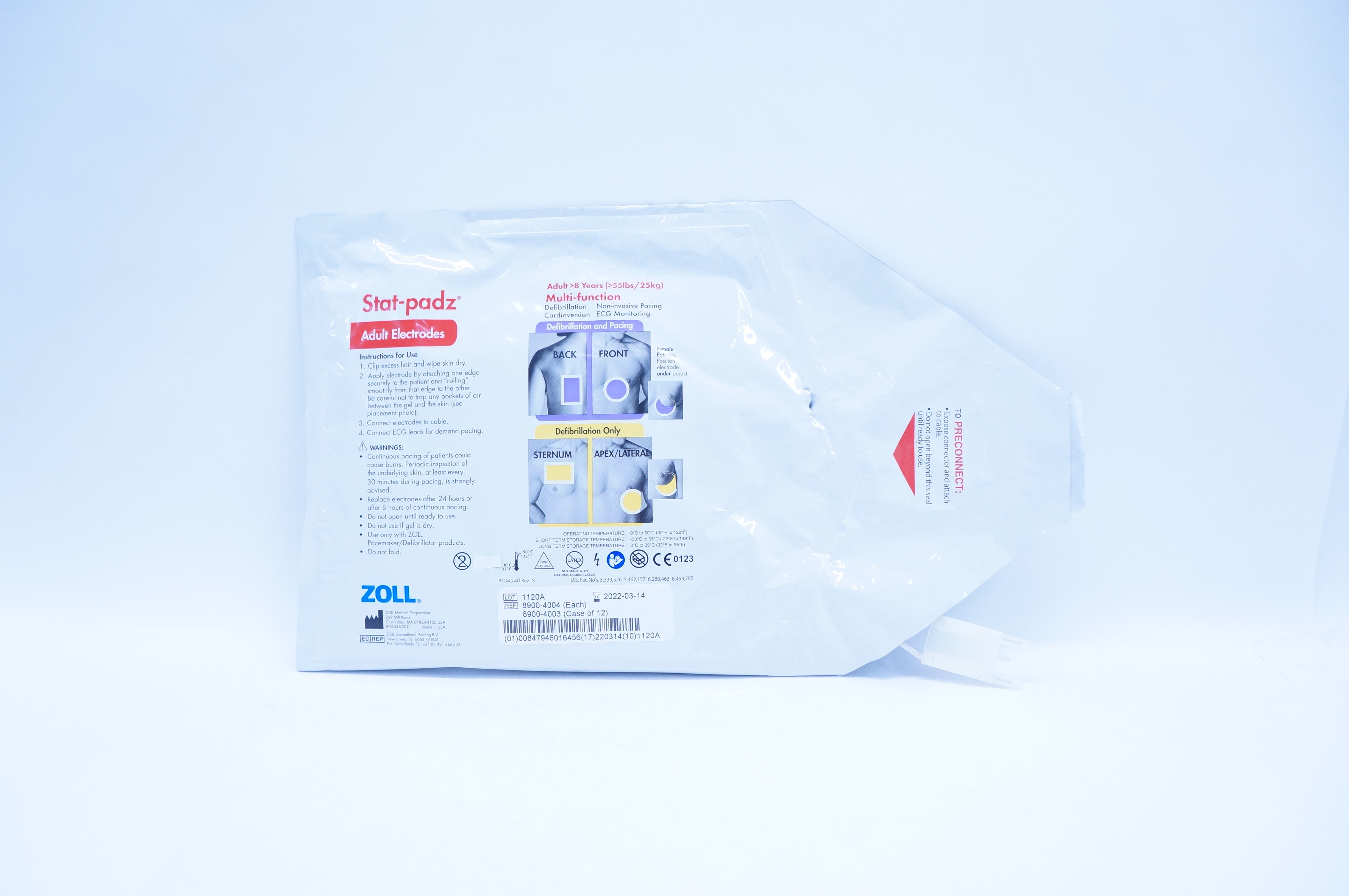 Zoll 8900-4004 Stat-padz Adult Electrodes Adult >8 Years >55lbs / 25kg (x)