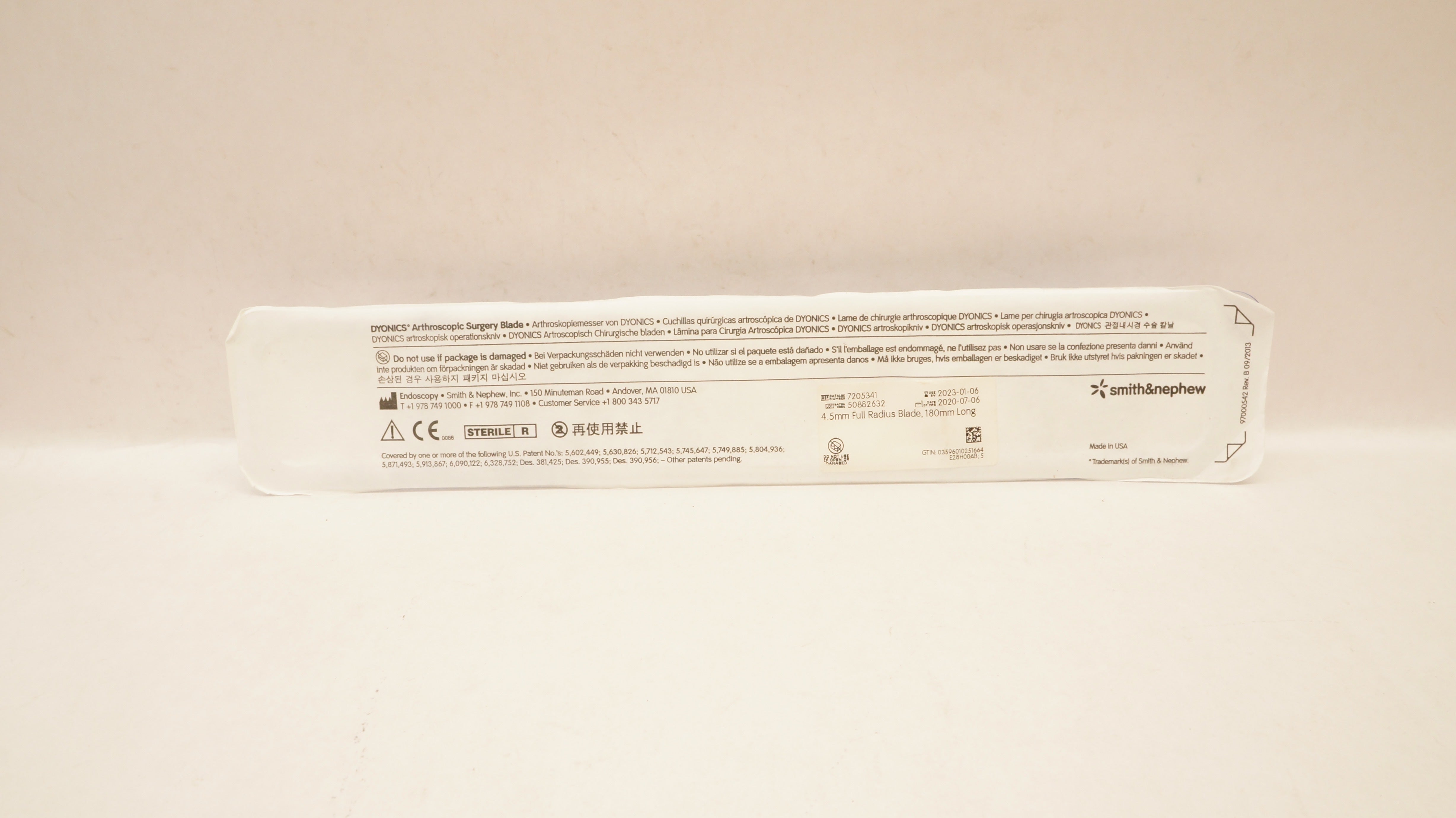Smith&Nephew 7205341 4.5mm Full Radius Blade 180mm Long (x)