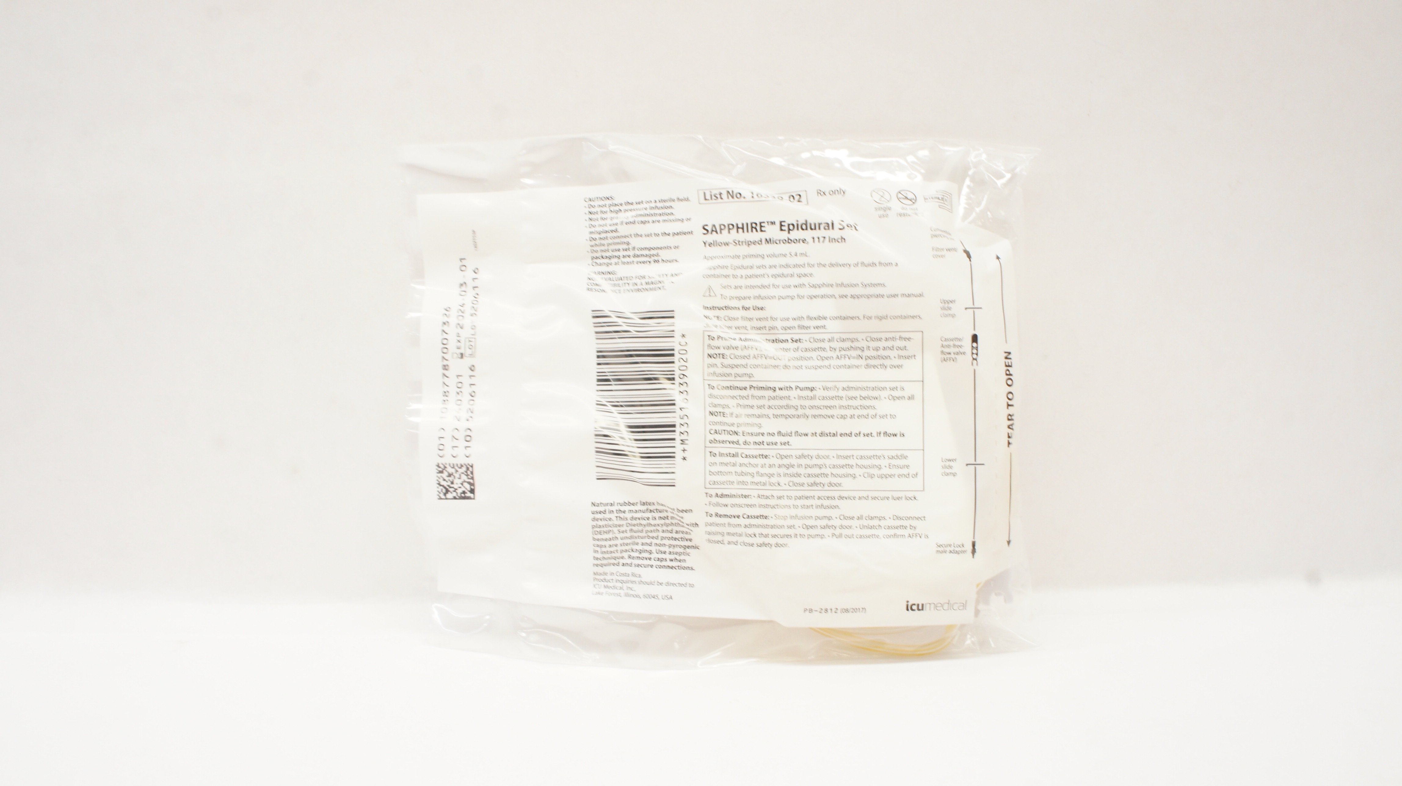 ICU Medical 16339-02 Sapphire Epidural Set 117 inch