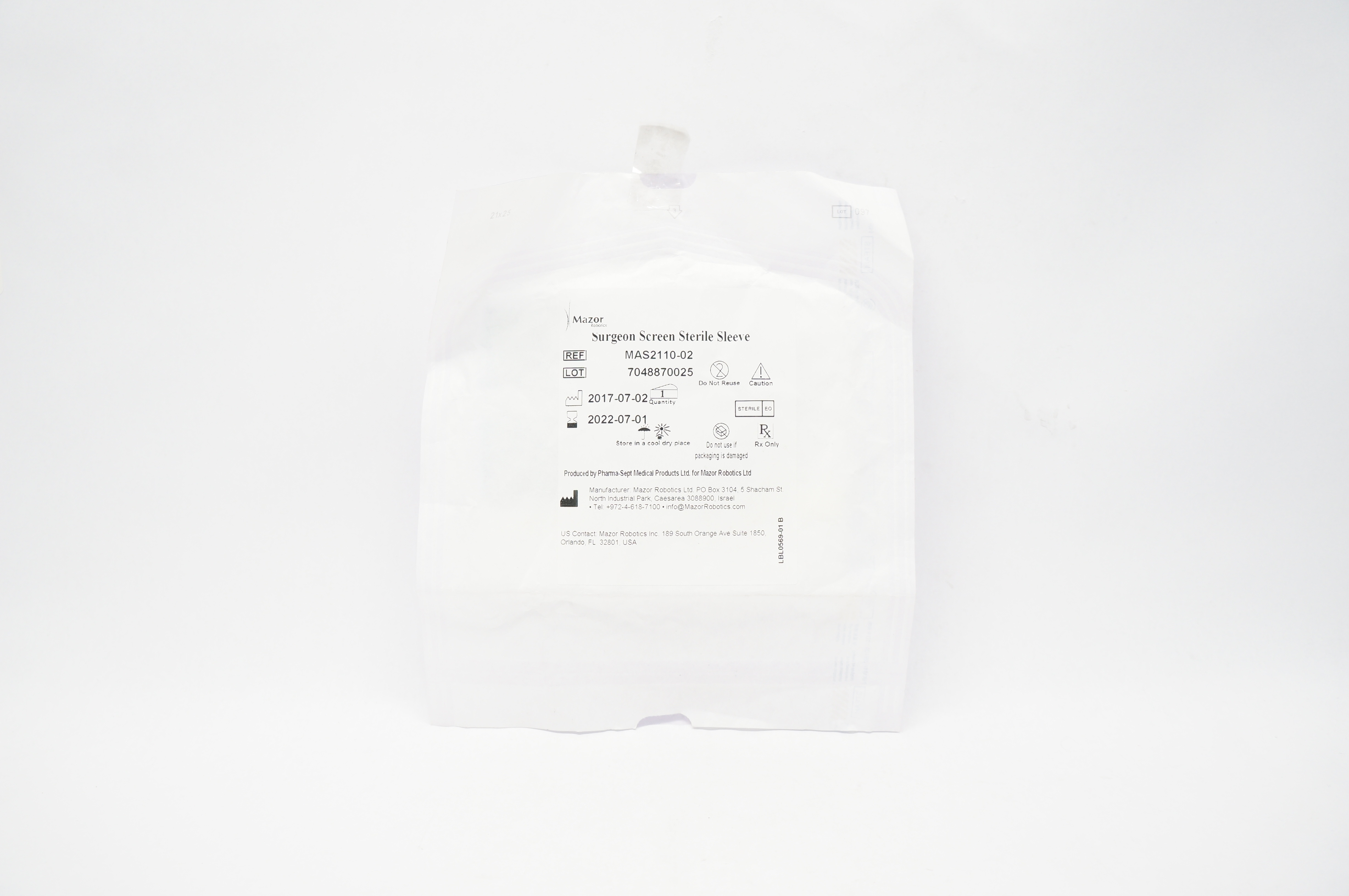 Mazor MAS2110-02 Surgeon Screen Sterile Sleeve