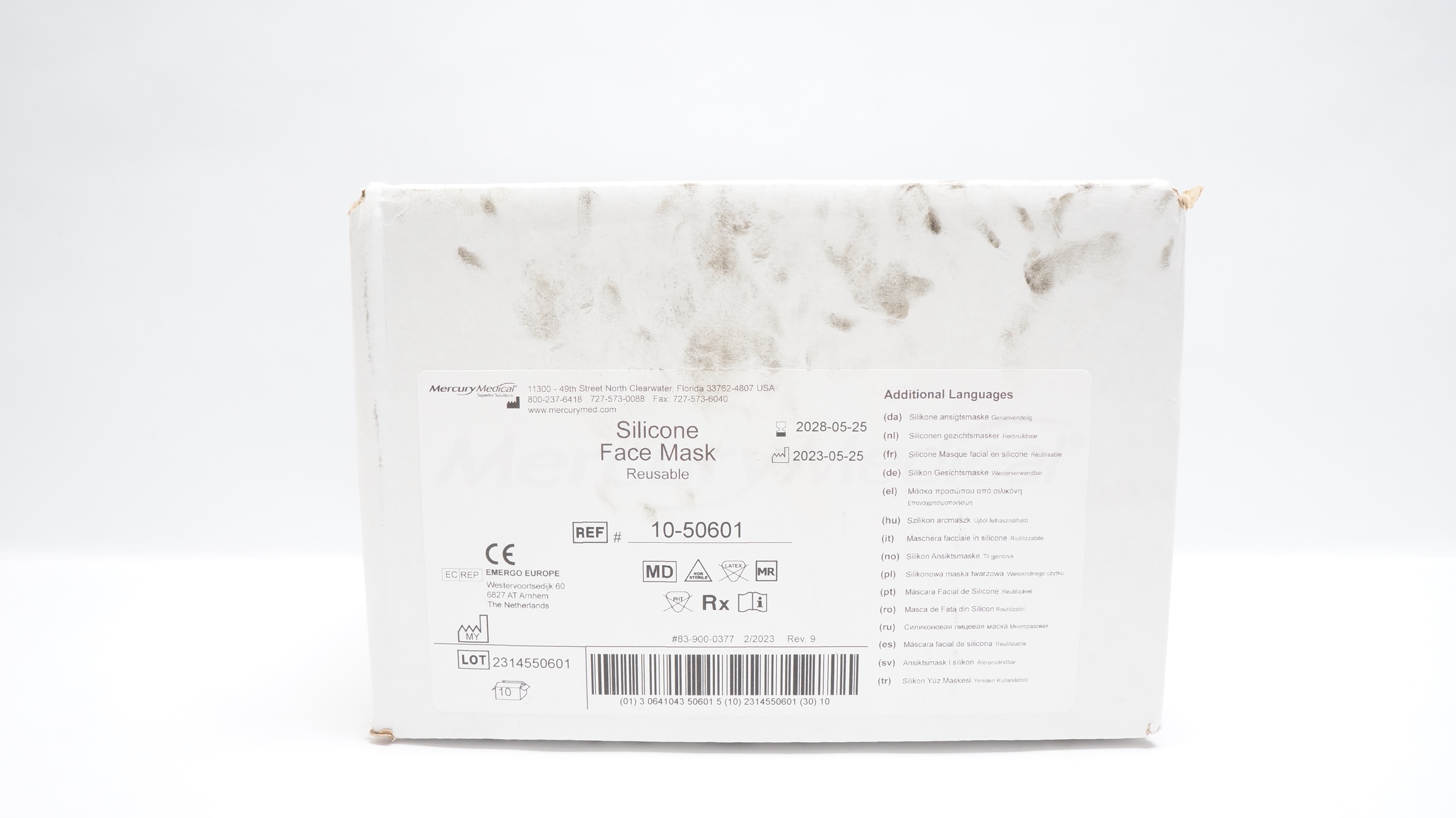 Mercury Medical 10-50601 Reusable Silicone Face Mask - Box of 10