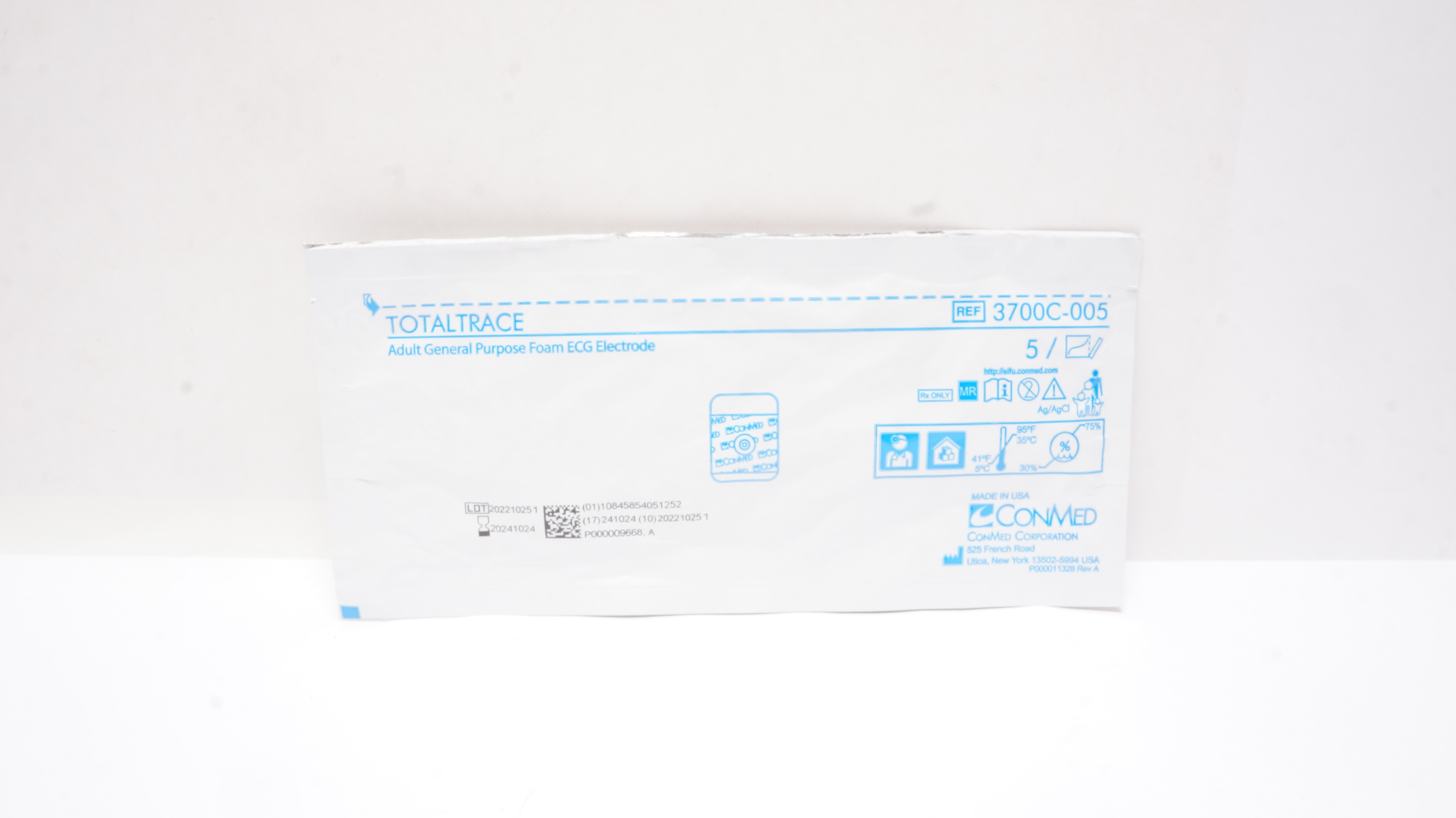 ConMed 3700C-005 Totaltrace Adult General Purpose Foam ECG Electrode - Pack of 5