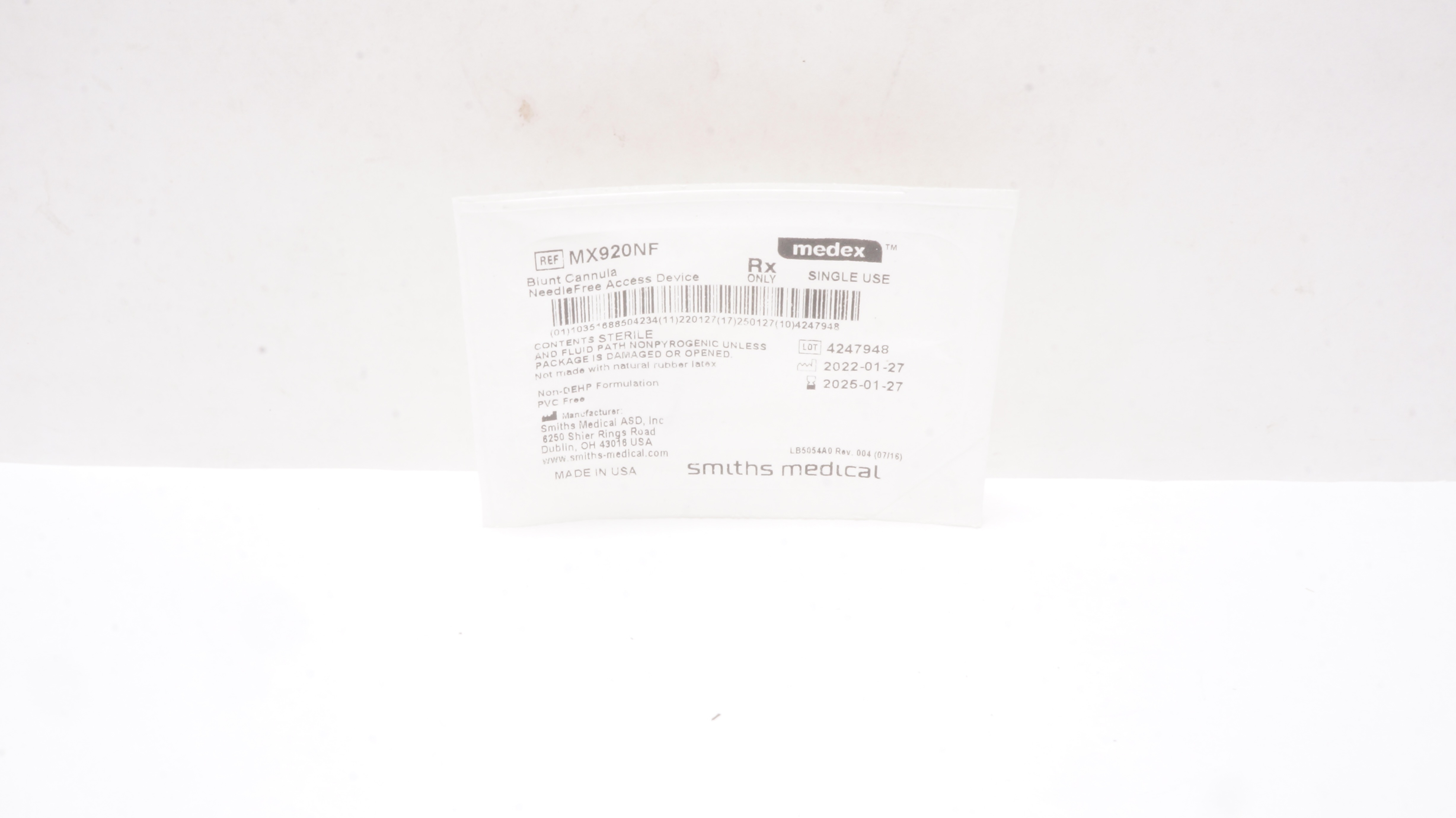 Smiths Medical MX920NF Medex Blunt Cannula Ndle.-Free Access Device