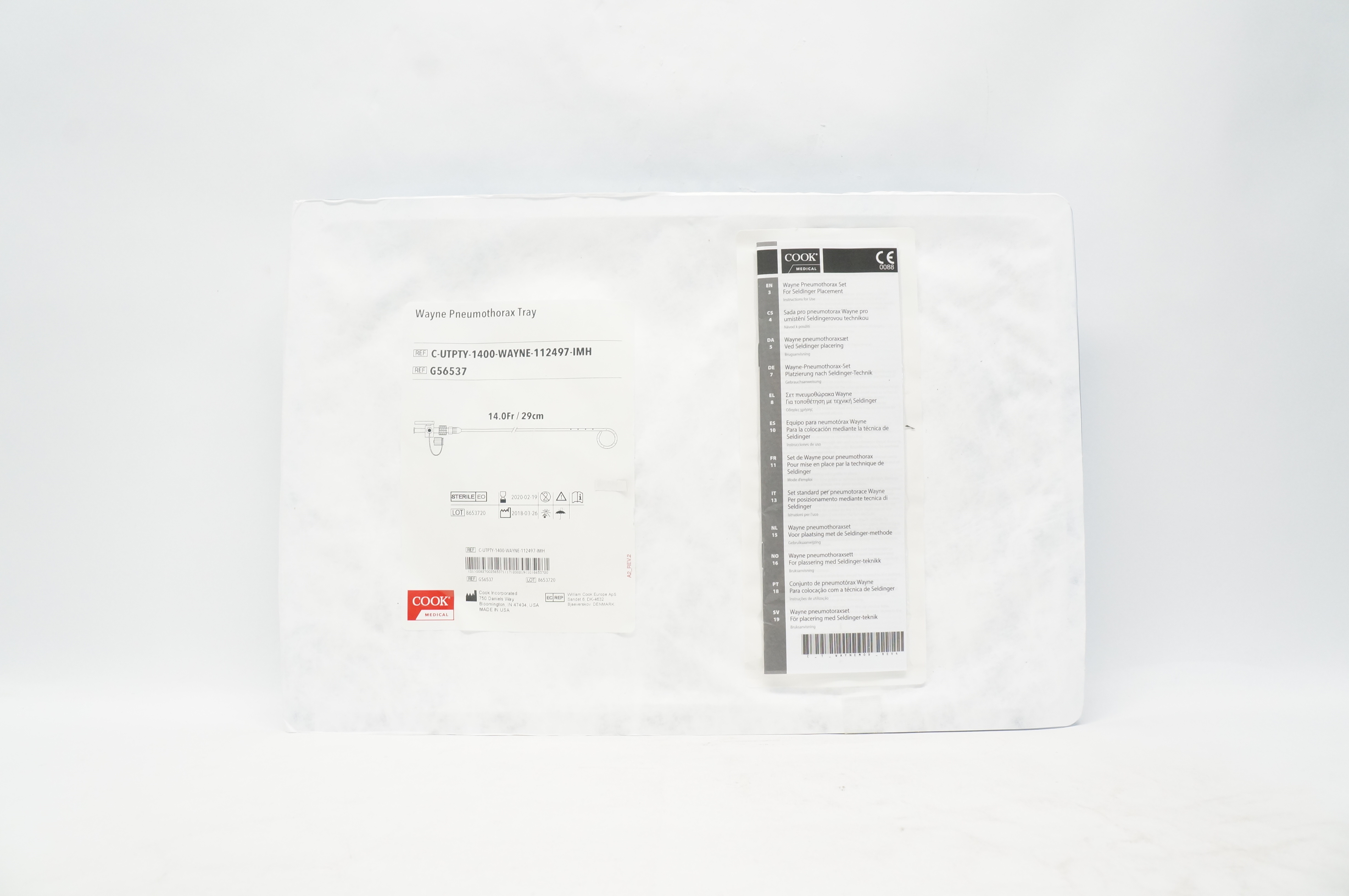 Cook Medical G56537 Wayne Pneumothorax Tray 14.0Fr x 29cm (x)