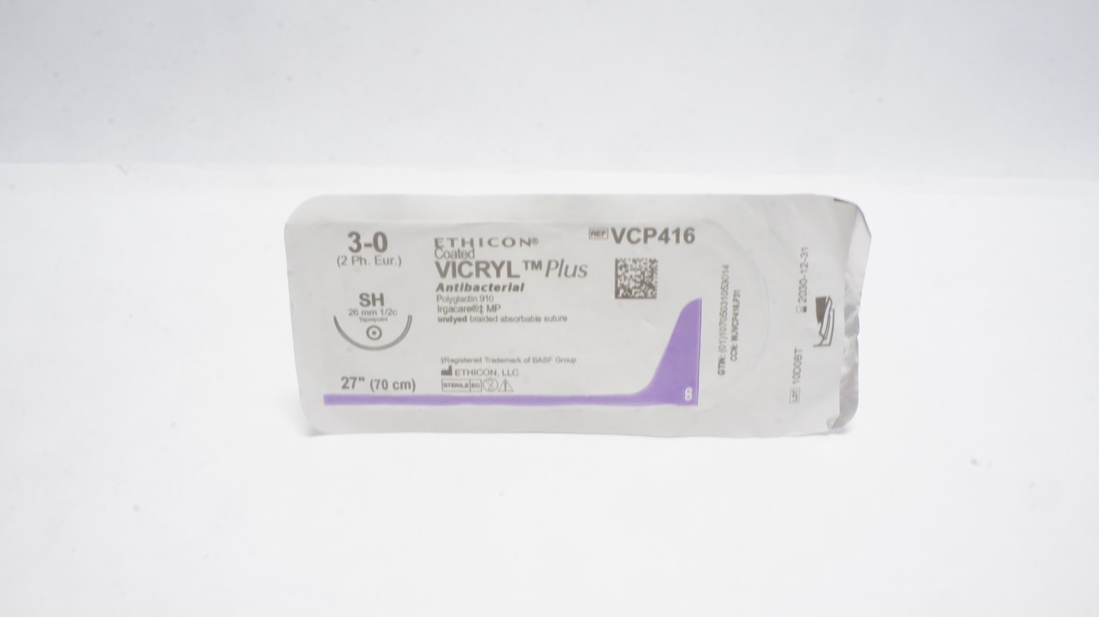 Ethicon VCP316 Coated VICRYL Plus Suture 3-0 SH 27"