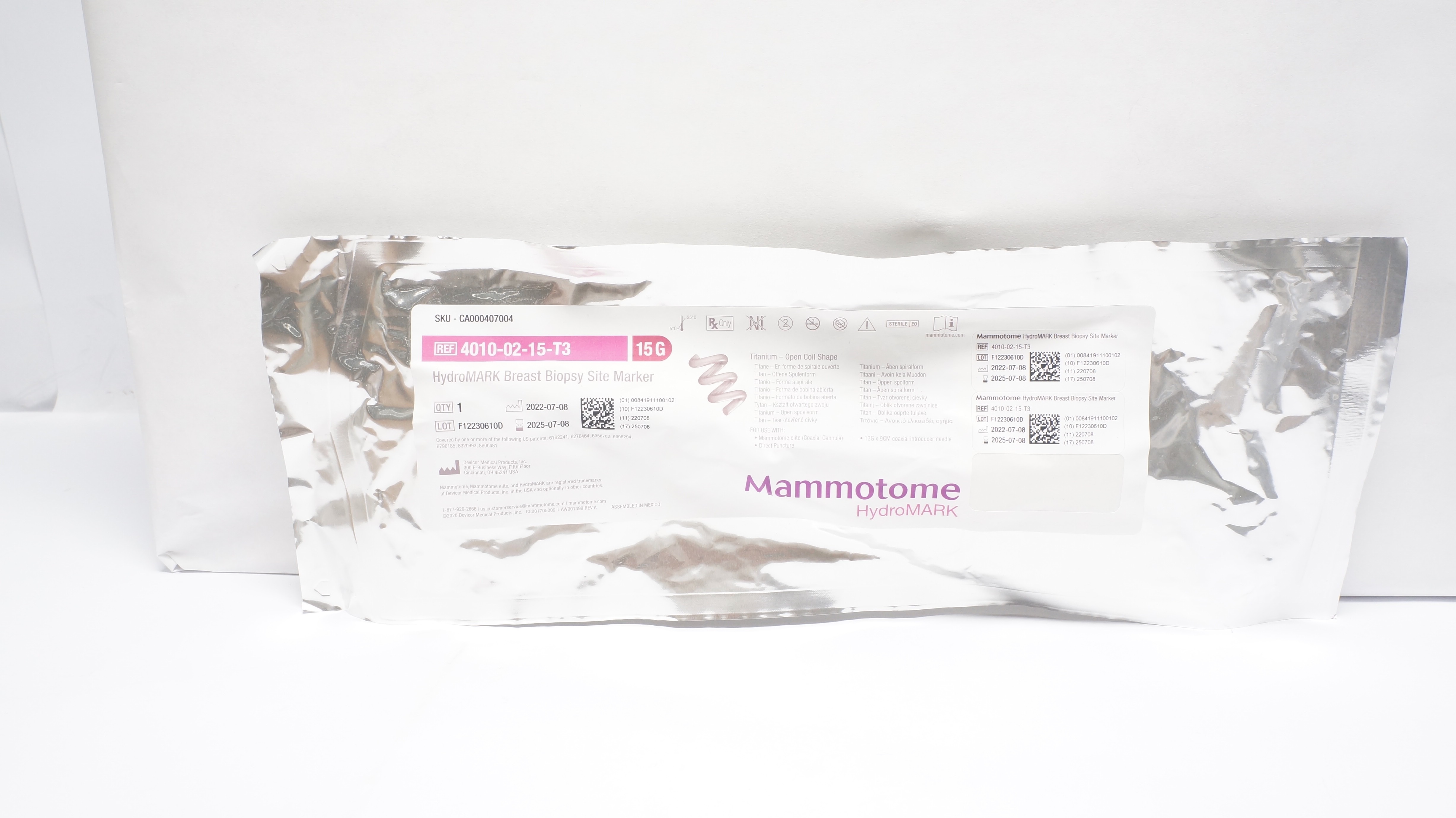 Devicor 4010-02-15-T3 Mammotome HydroMARK Breast Biopsy Site Marker 15G (x)