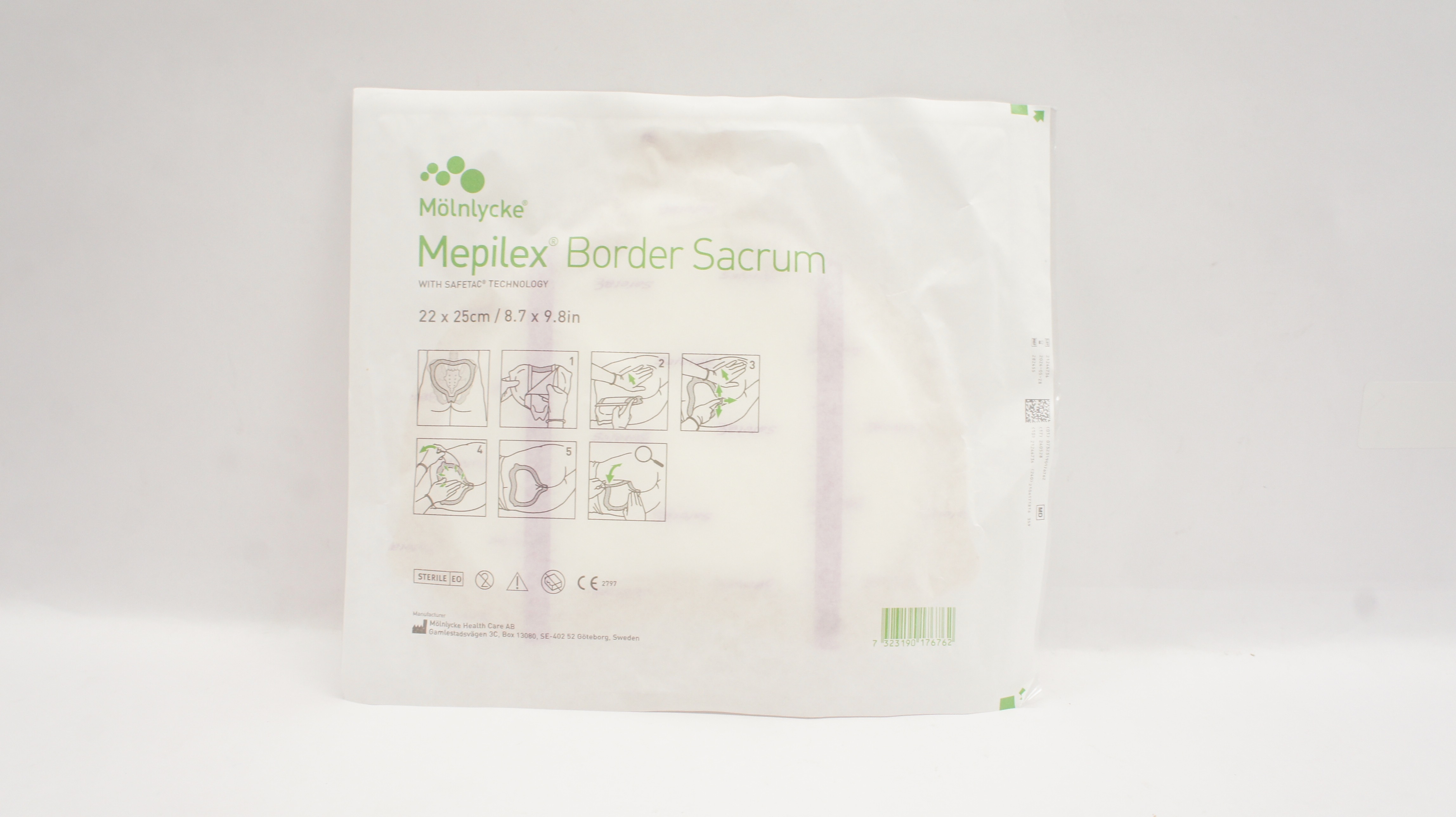 Mölnlycke 282455 Mepilex Border Sacrum Multi-layer Dressing 8.7 x 9.8inch