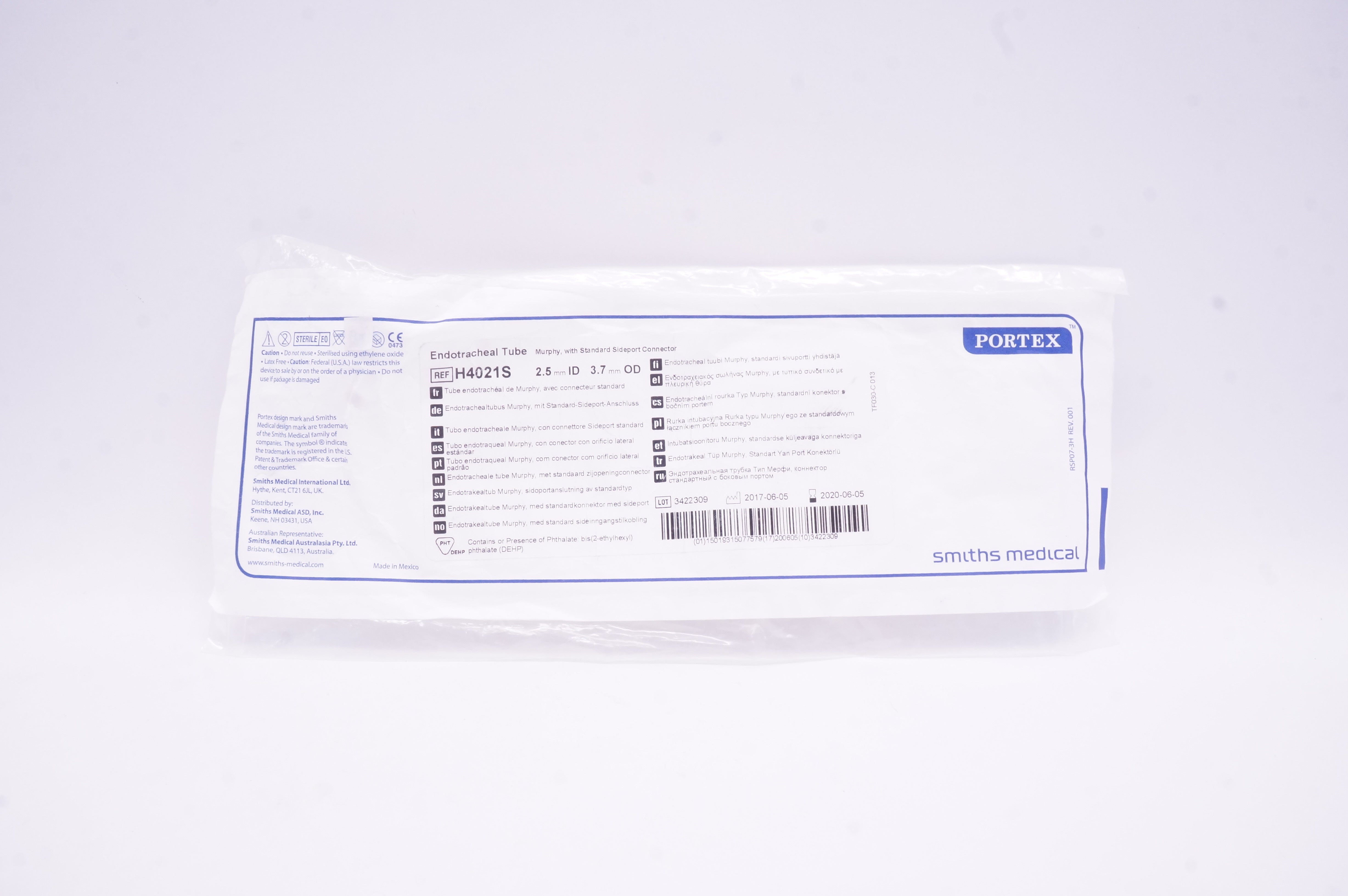 Smiths Medical H4021S Endotracheal Tube 2.5 x 3.7mm (x)