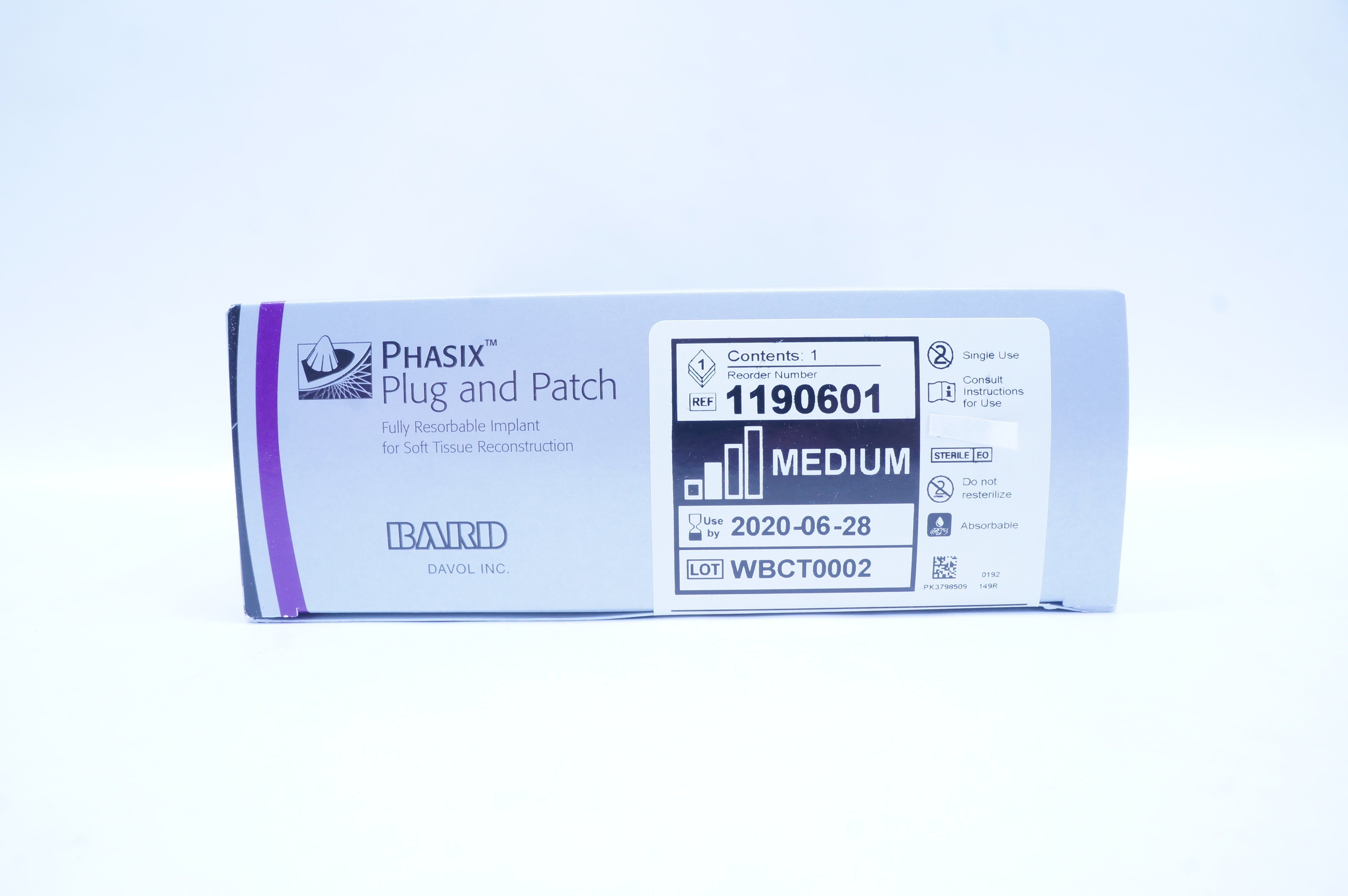Bard 1190601 Phasix Plug And Patch Fully Resorbable Implant, Medium (x)