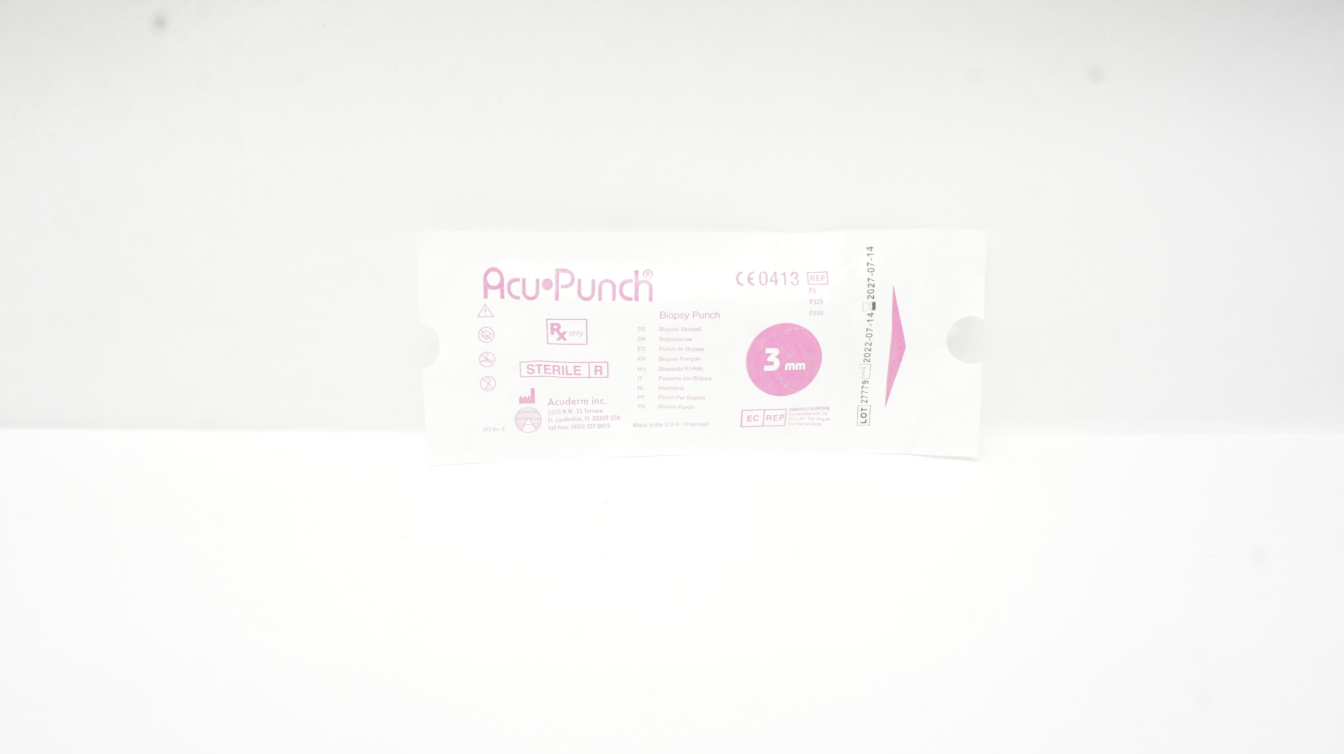 Acuderm P3/P325/P350 ACU-Punch Biopsy Punch 3mm
