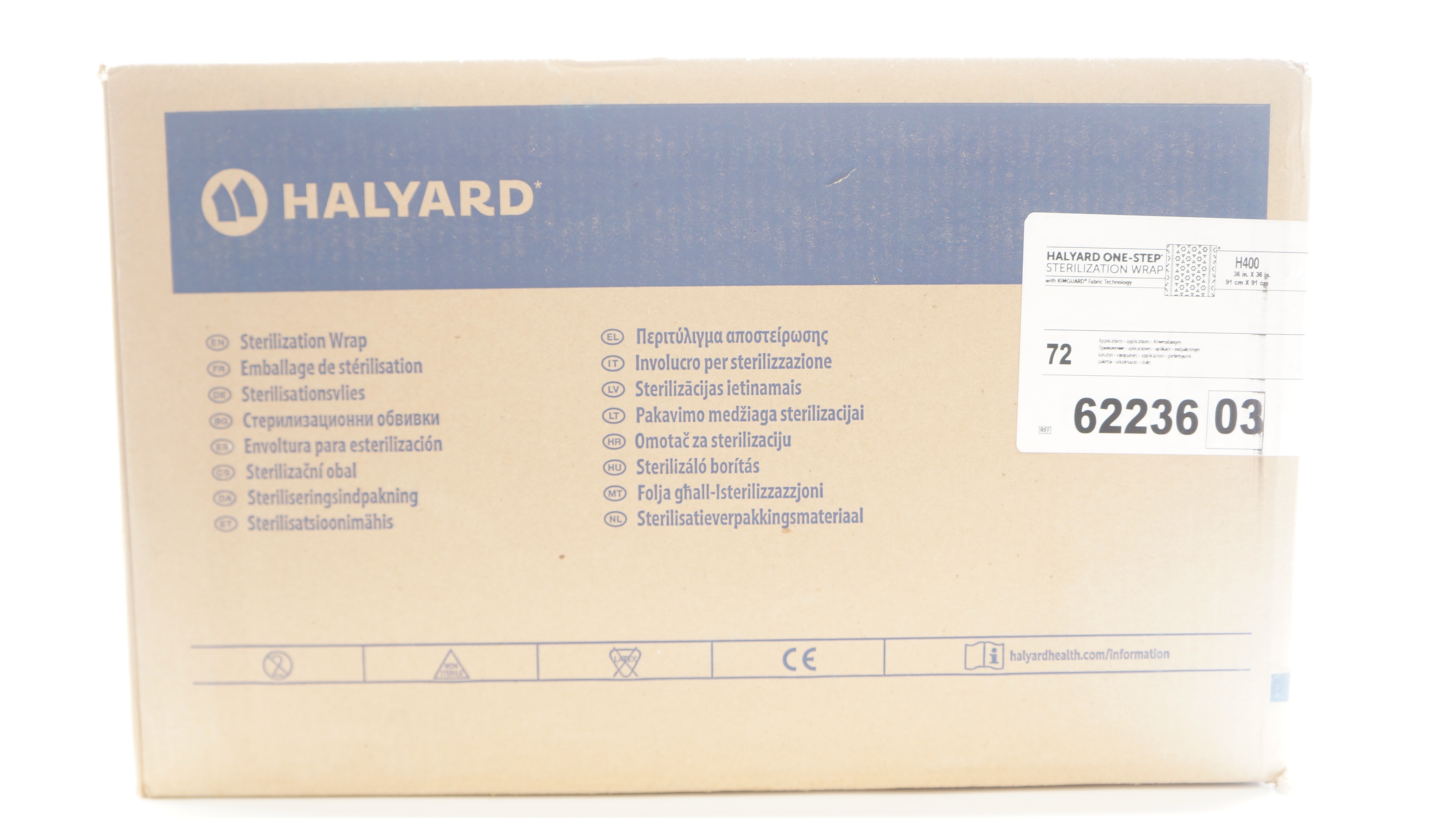 Halyard 6223603 One-Step Sterilization Wrap 36inch x 36inch - Case of 72