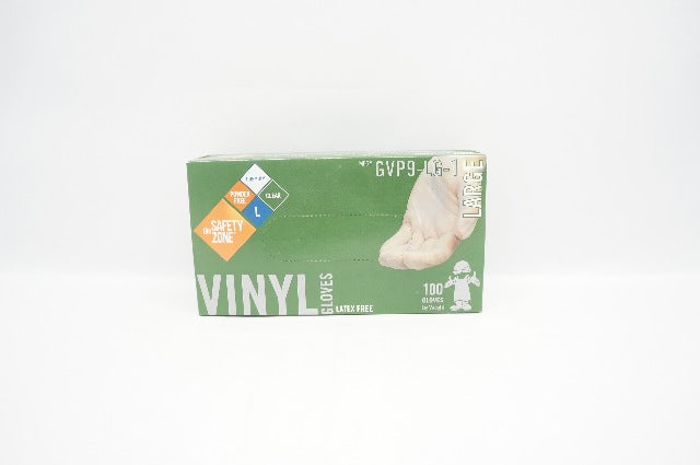 The Safety Zone V2123 Vinyl Powder-Free Gloves, Large - Box of 100