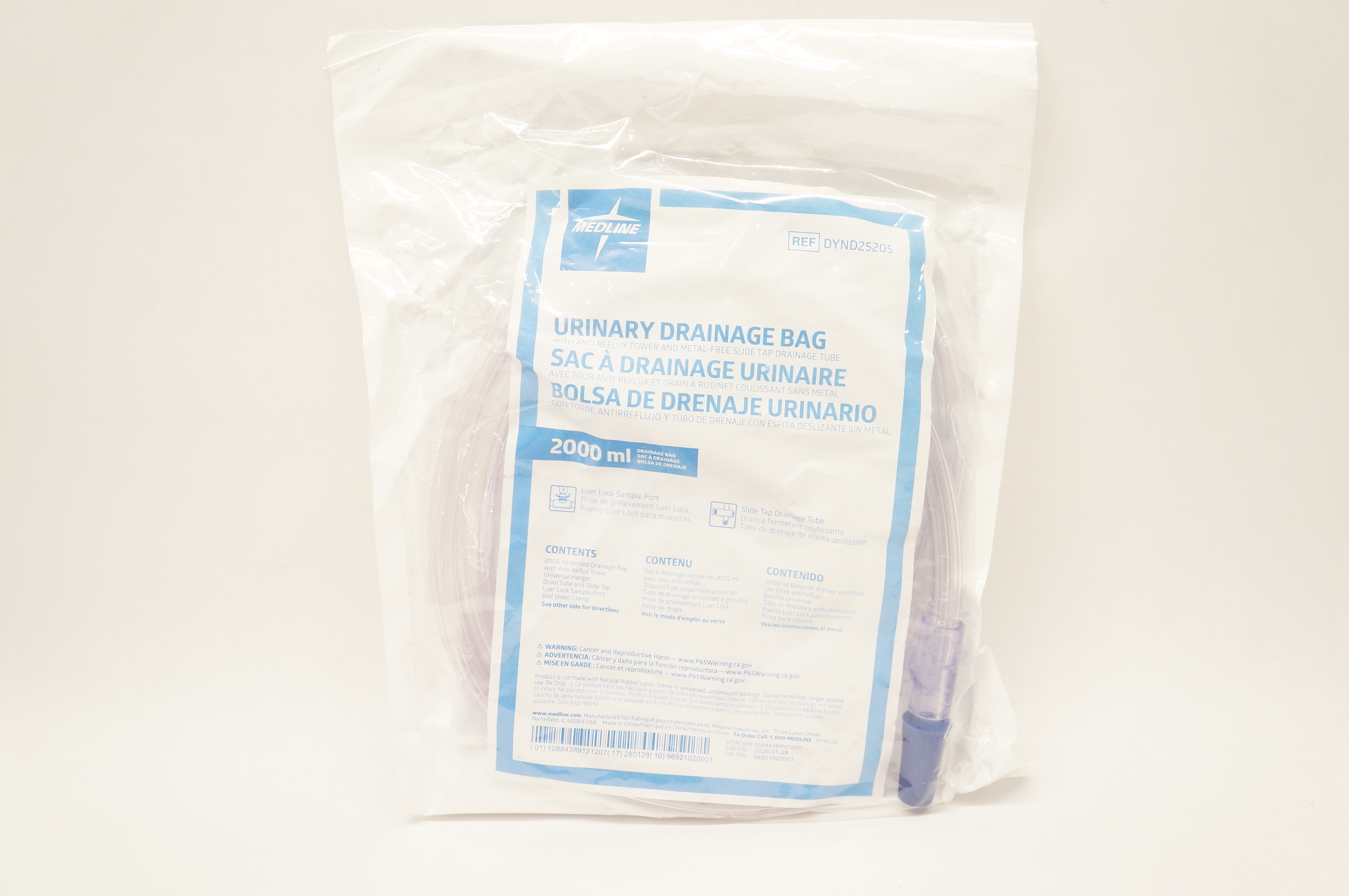 Medline DYND25205 Urinary Drainage Bag 2000mL