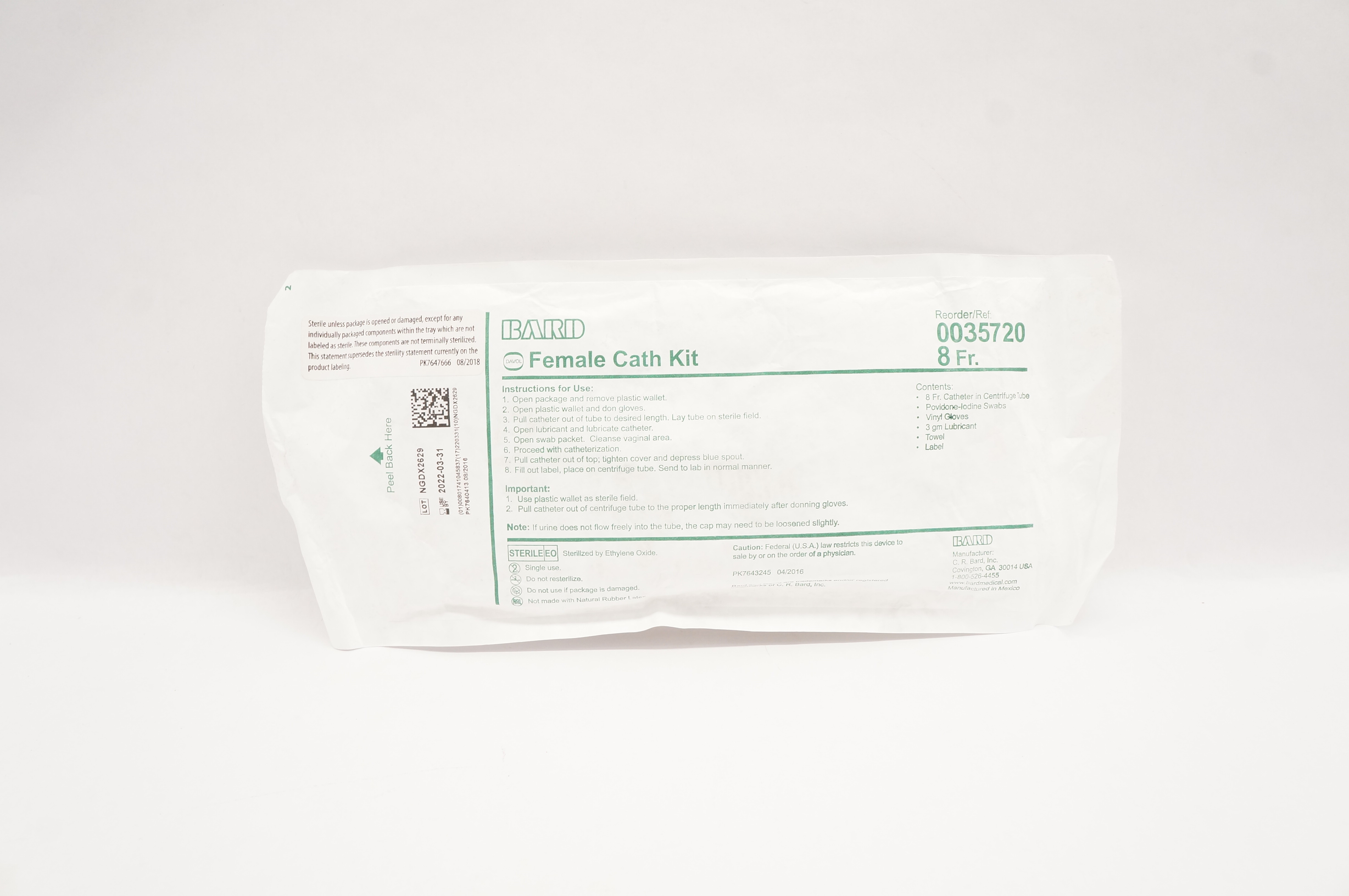 Bard 0035720 Female Cath. Kit 8Fr (x)