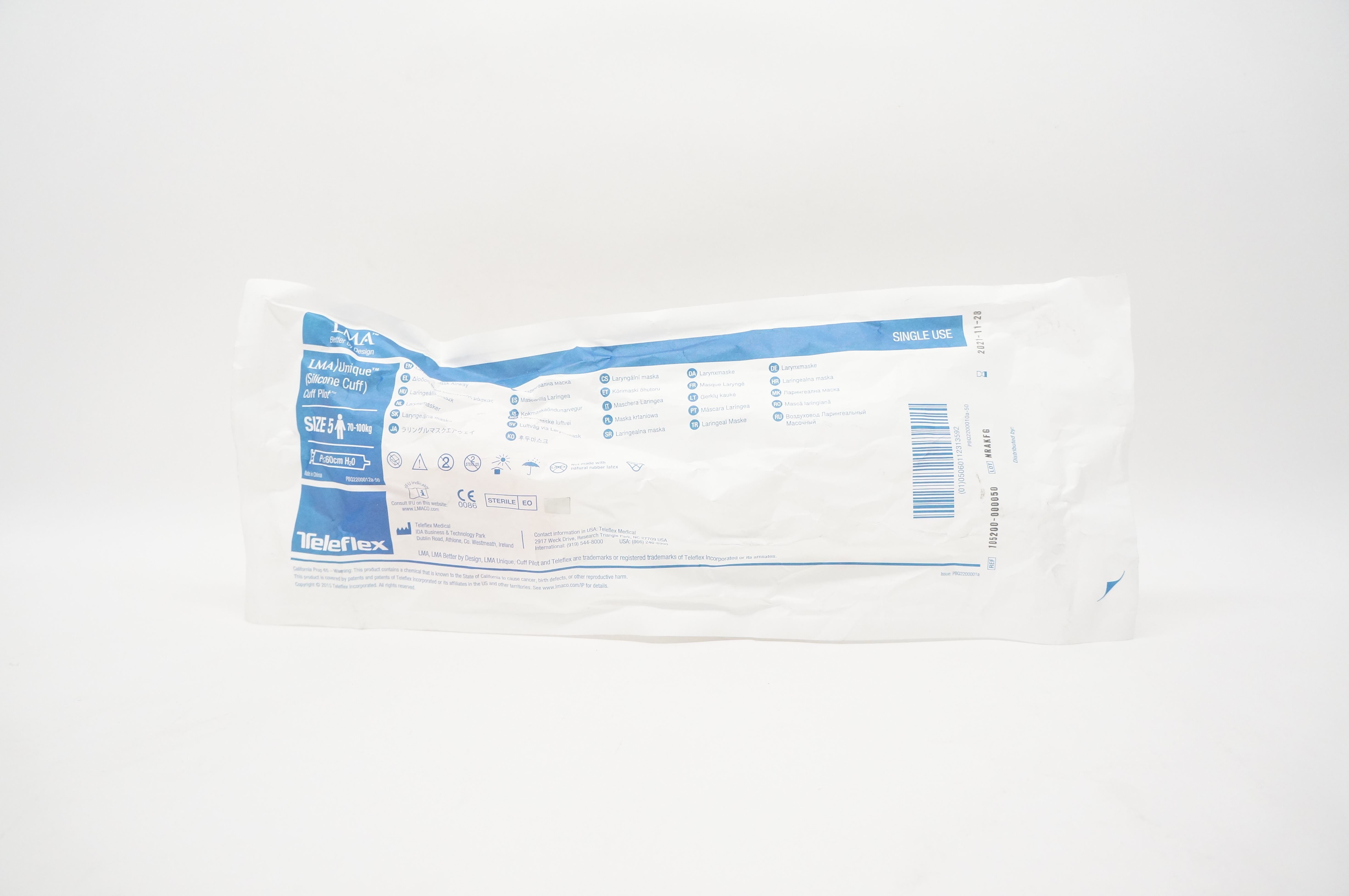 Teleflex 105200-000050 LMA Unique Laryngeal Mask Airway Size: 5 70-100kg