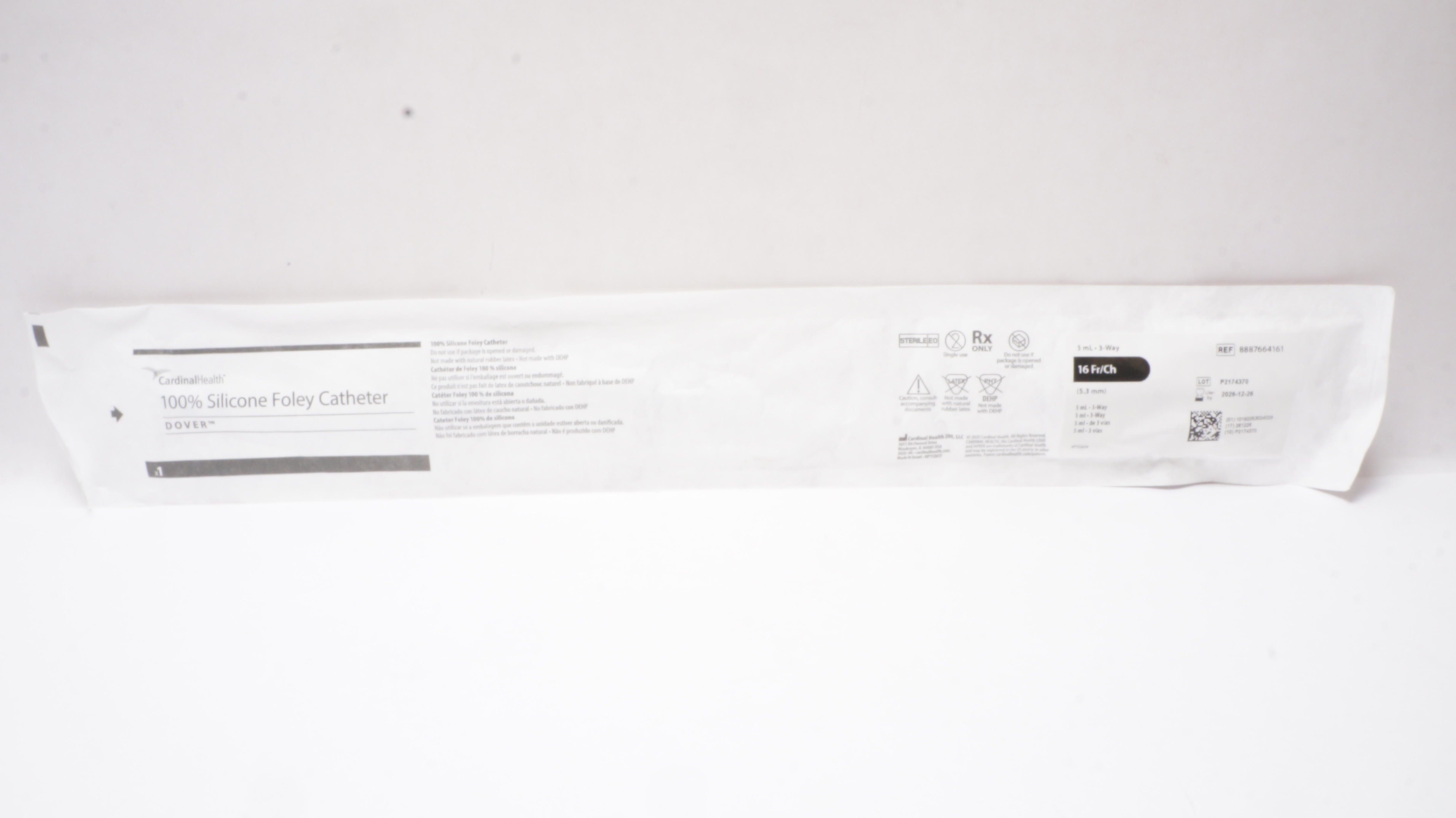 Covidien 8887664161 Dover 100% Silicone Foley Cath. 16Fr/Ch 5ml,3-Way