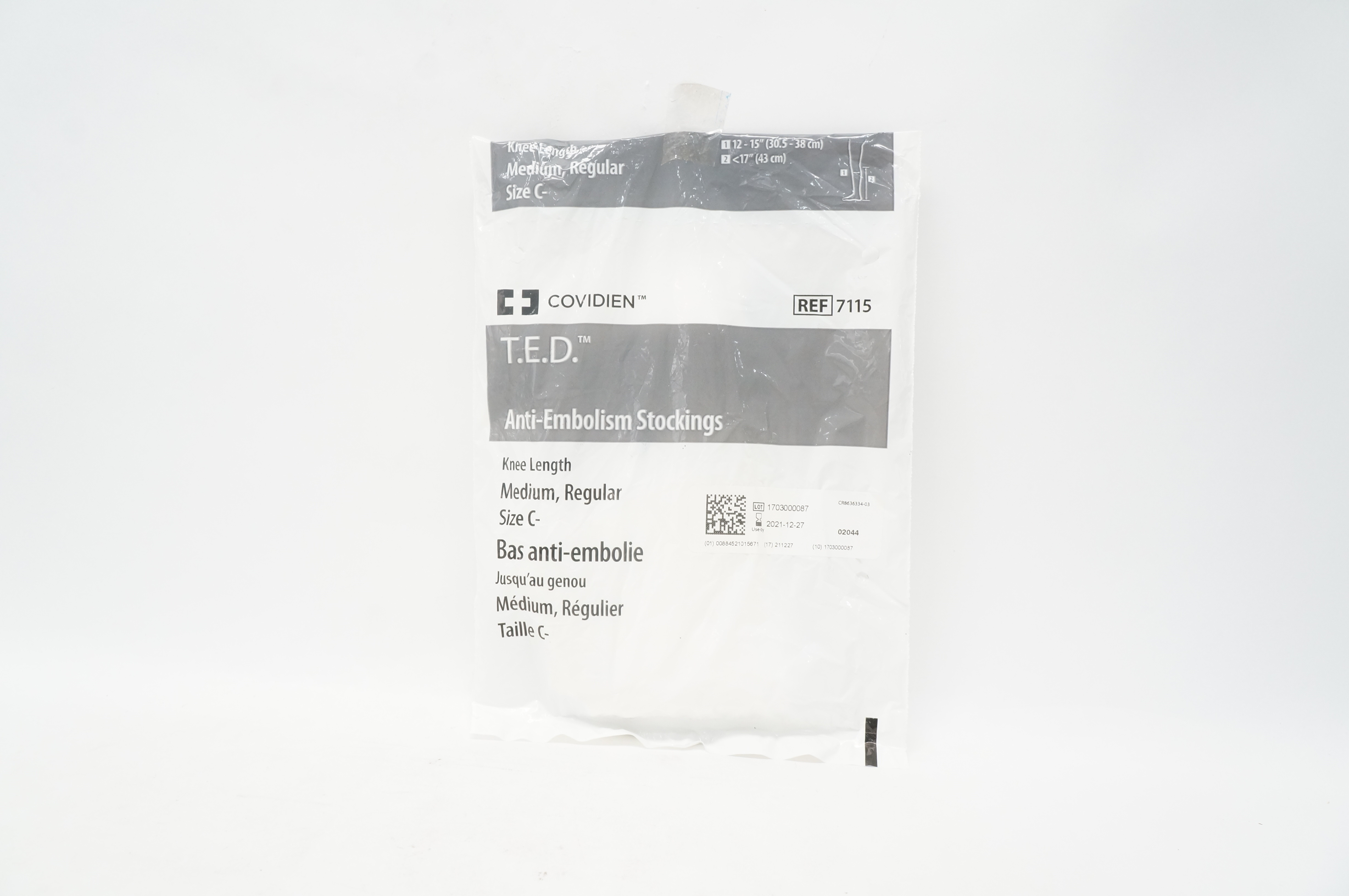 Covidien 7115 T.E.D. Anti-Embolism Stockings Knee Length Medium, Regular Size C