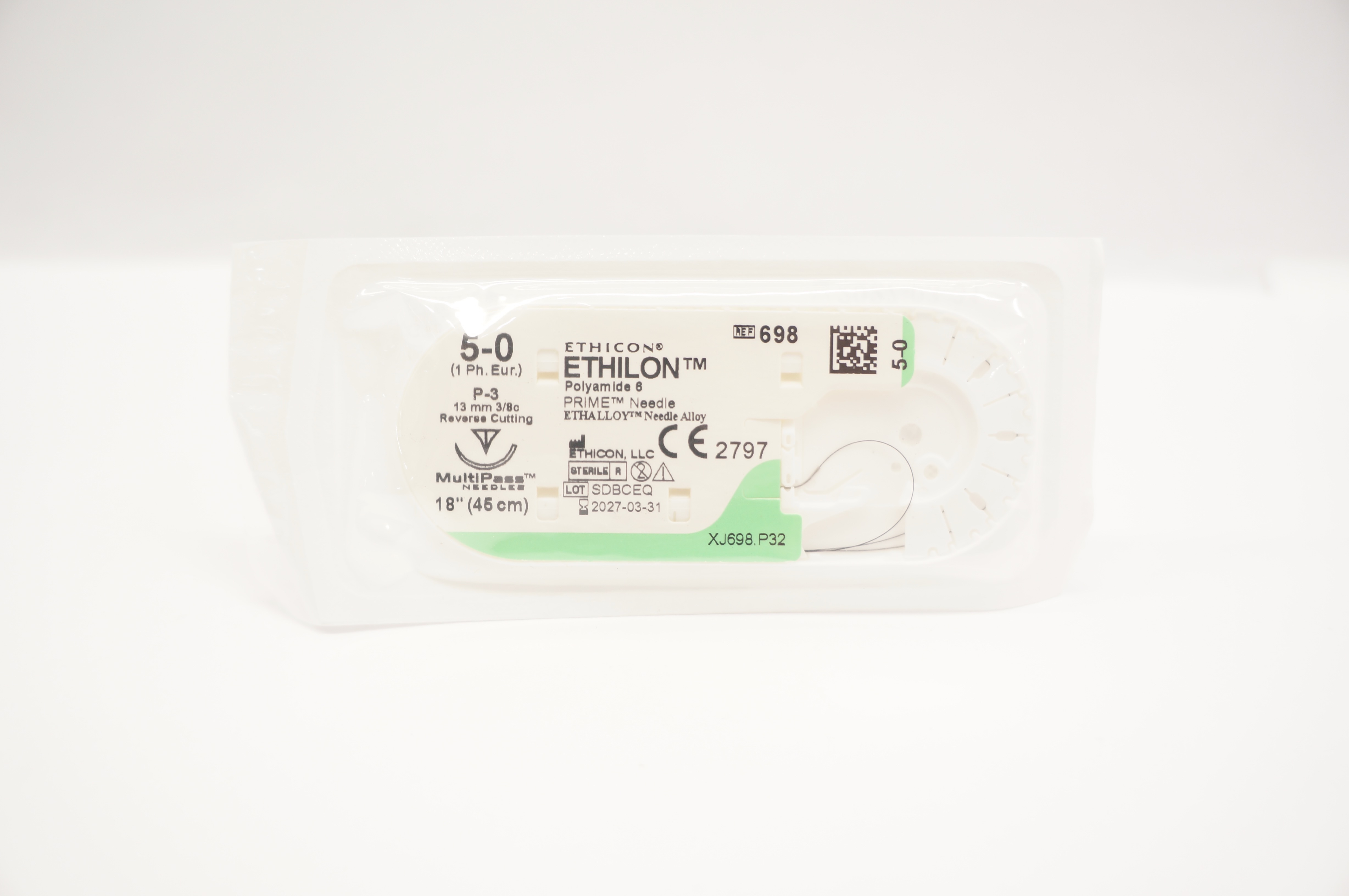 Ethicon 698 5-0 Ethilon Polyamide 6 Stre P-3 13mm 3/8c Reverse Cutting, 18inch