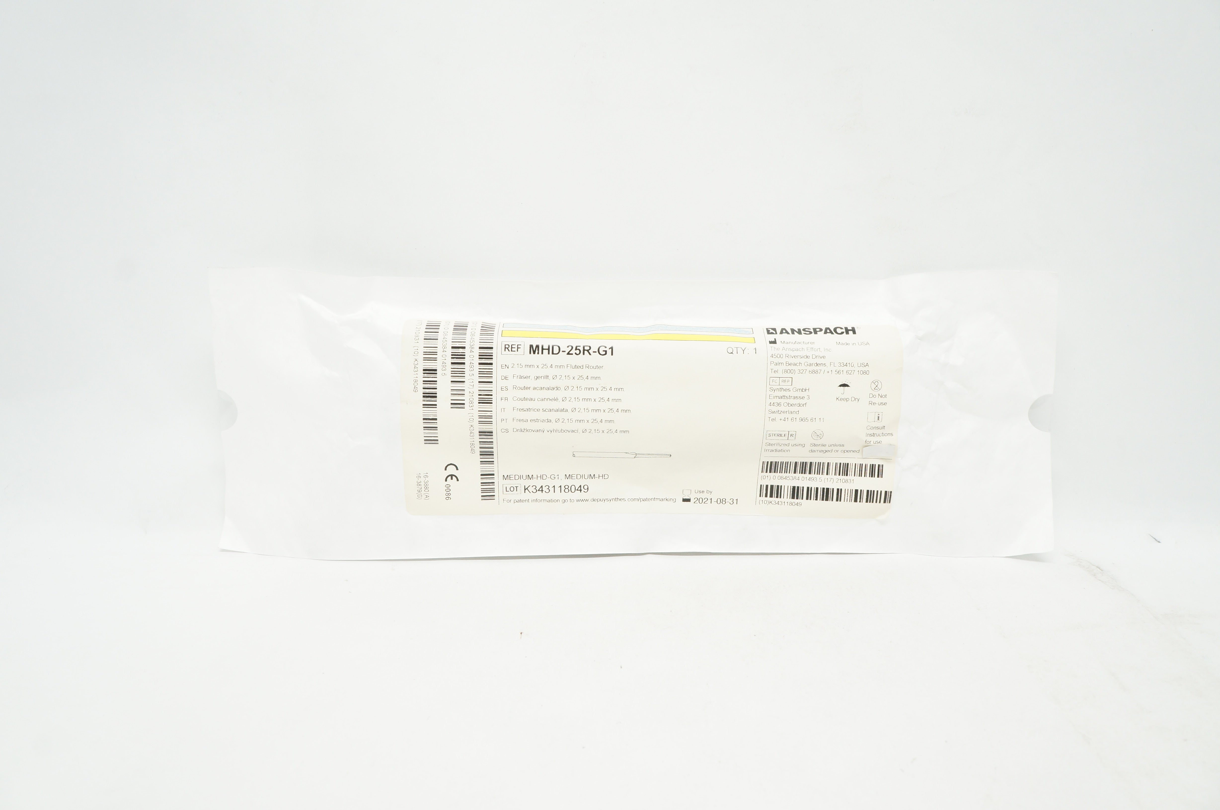 Anspach MHD-25R-G1 Fluted Router 2.15mm x 25.4mm (x)