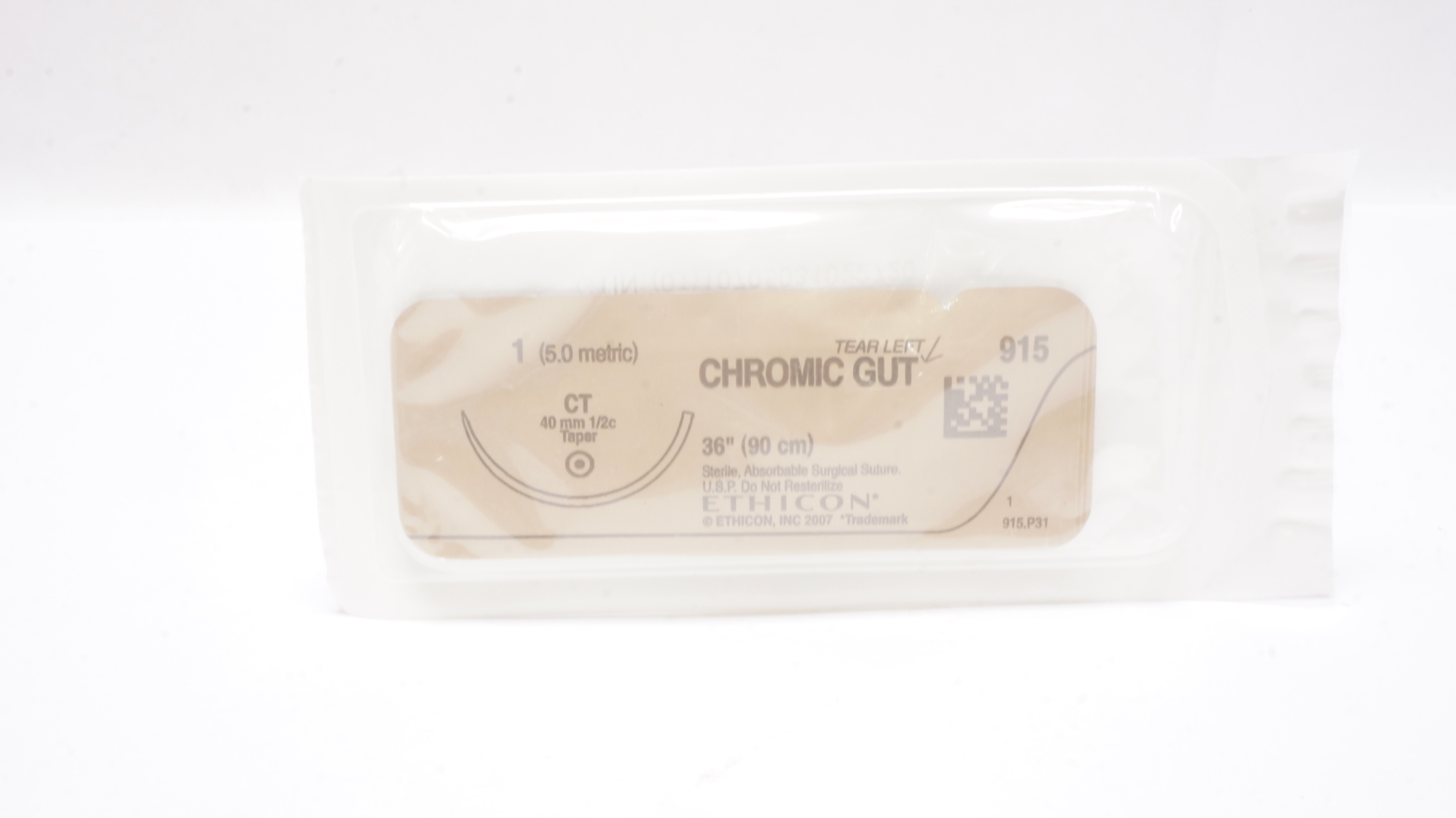 Ethicon 915 1 Chromic Gut, CT, 40mm 1/2c Taper, 36inch