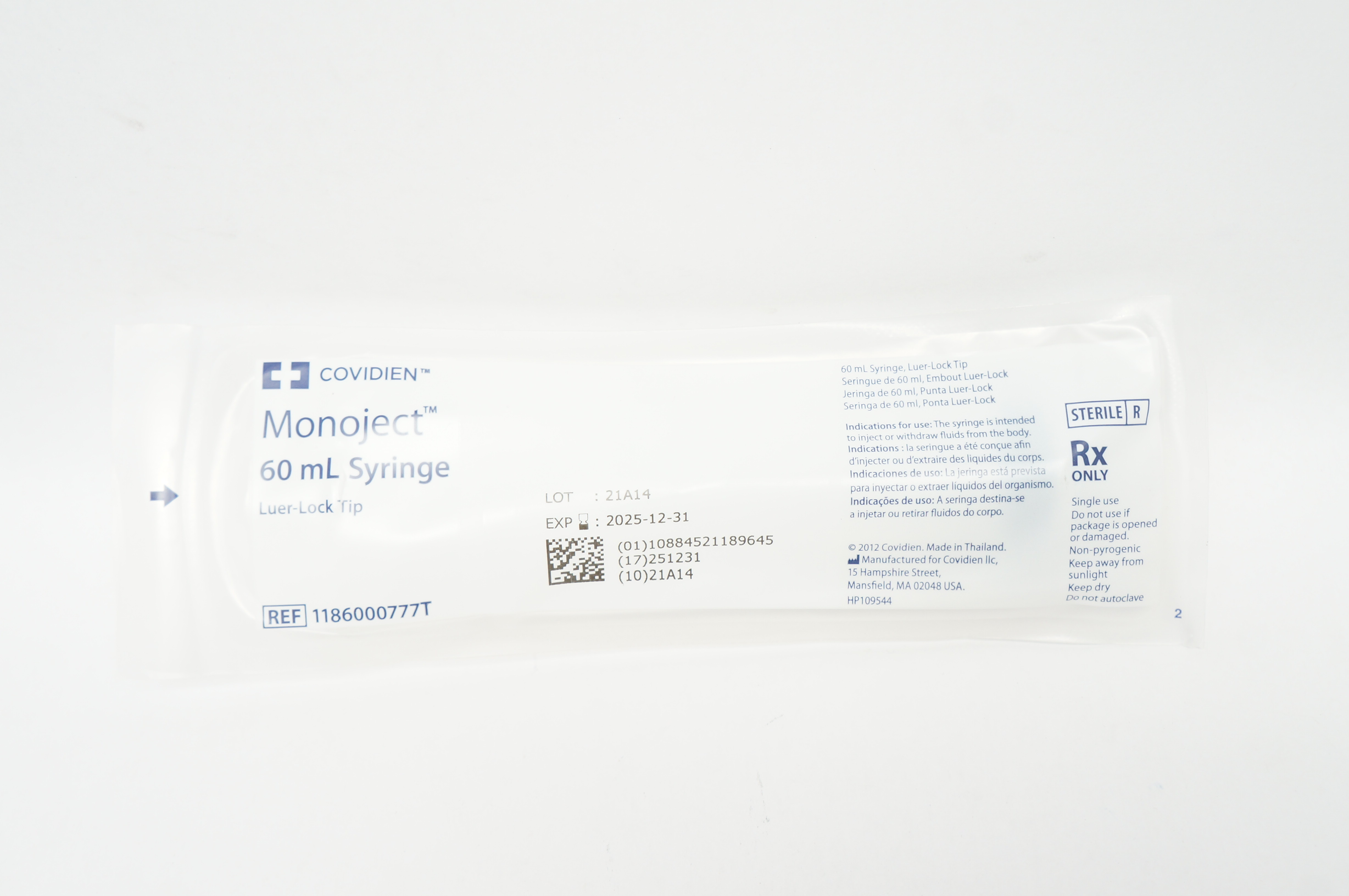Covidien 1186000777T Monoject 60ml Syringe Luer-Lock Tip
