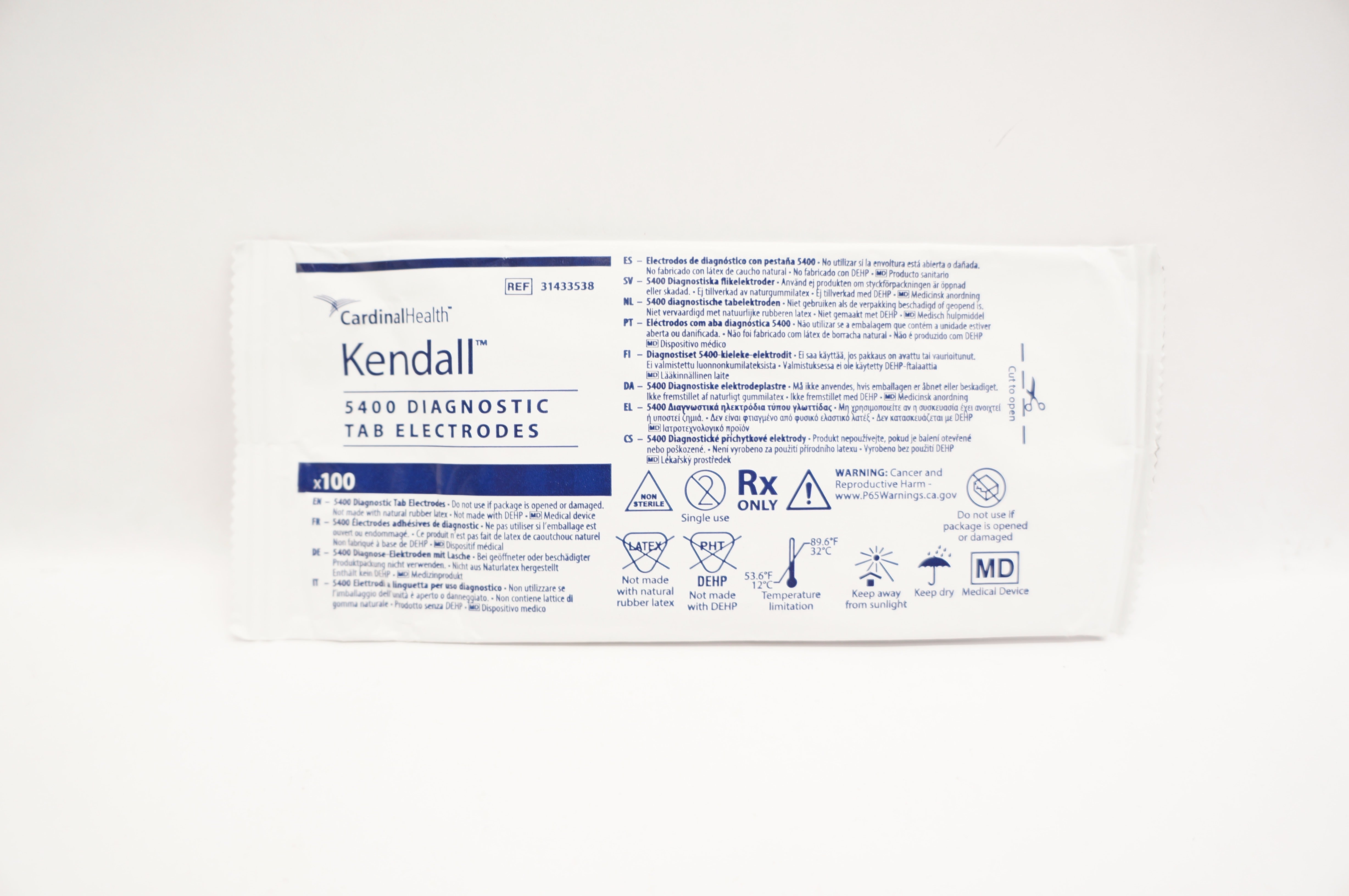 Cardinal Health 31433538 Kendall 5400 Diagnostic Tab Electrodes - Pack of 100