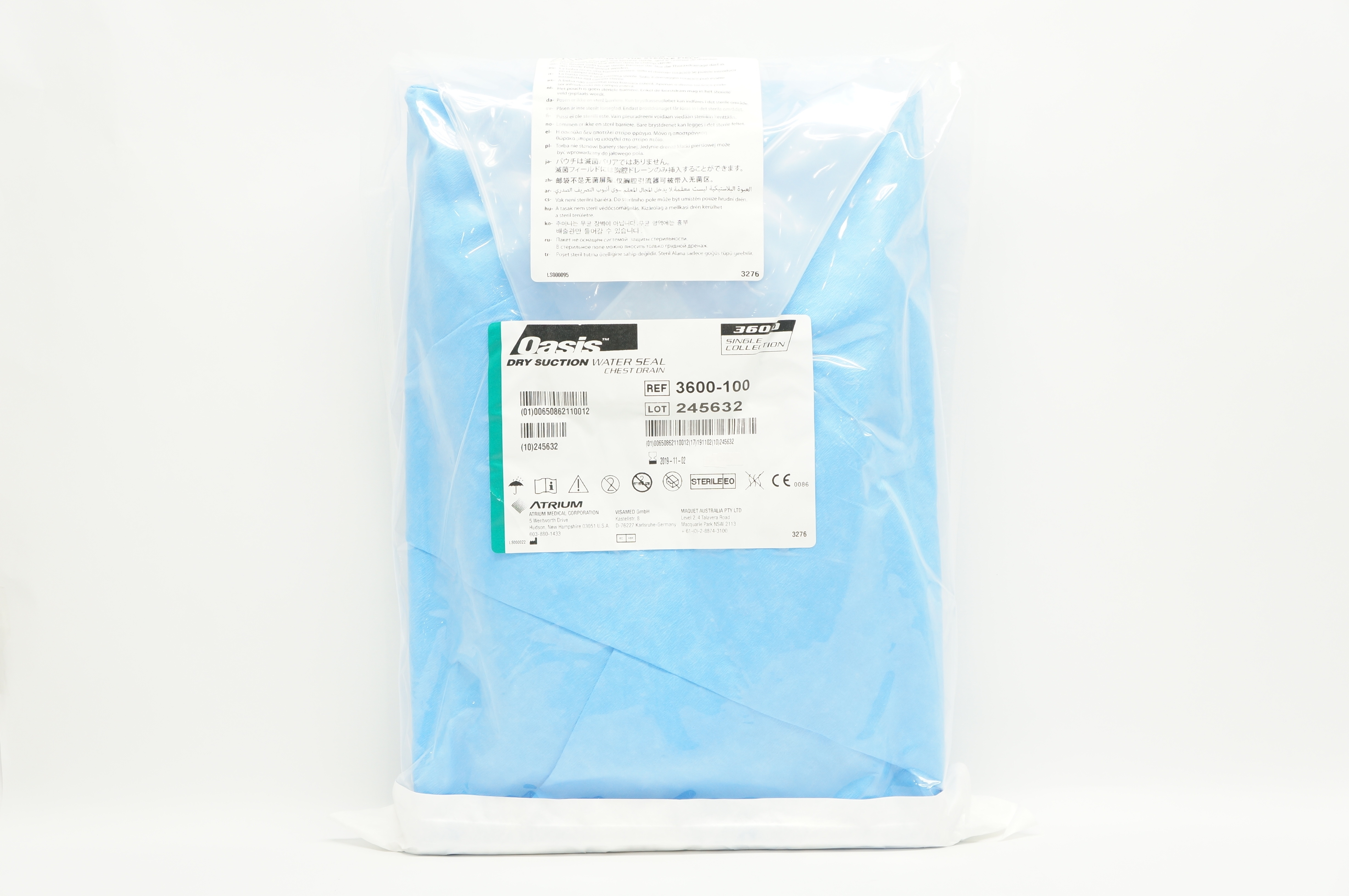 Atrium 3600-100 Oasis Dry Suction Water Seal Chest Drain (x)