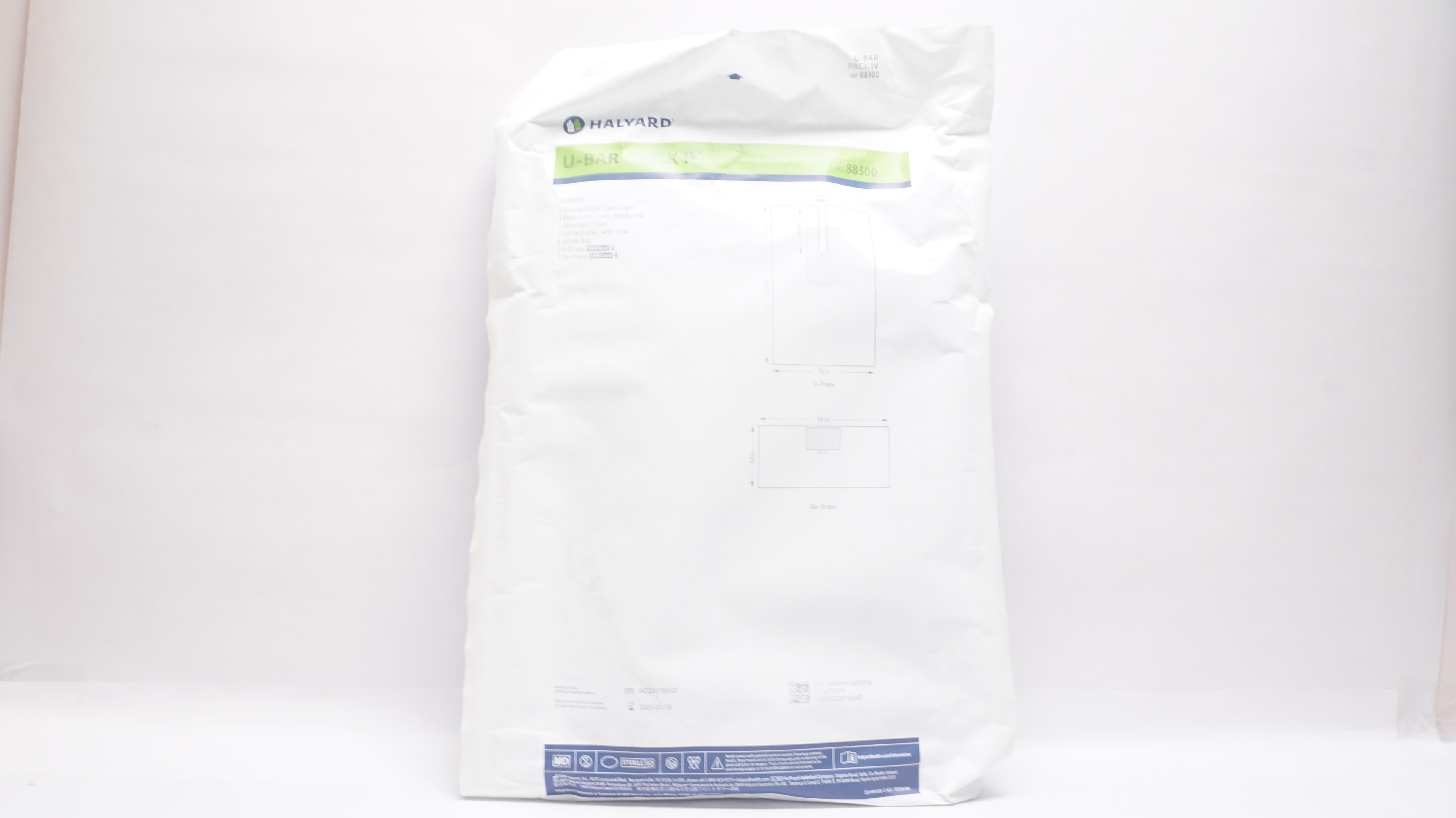 Halyard 88300 U-BAR Pack IV 4inch x 120inch x 76inch Bar Drape 44inch x 96inch