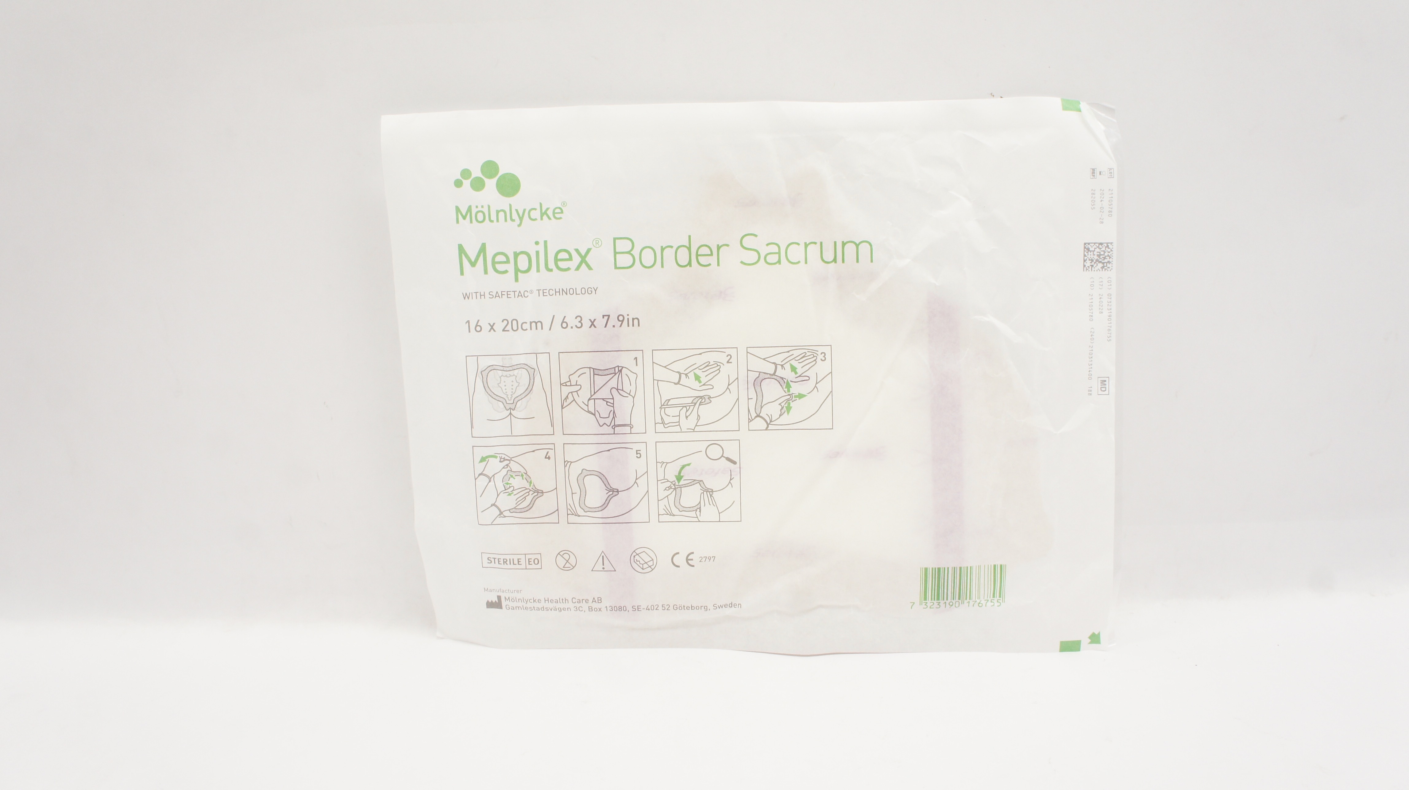 Molnlycke Health Care 282055 Mepilex Border Sacrum 6.3 x 7.9inch