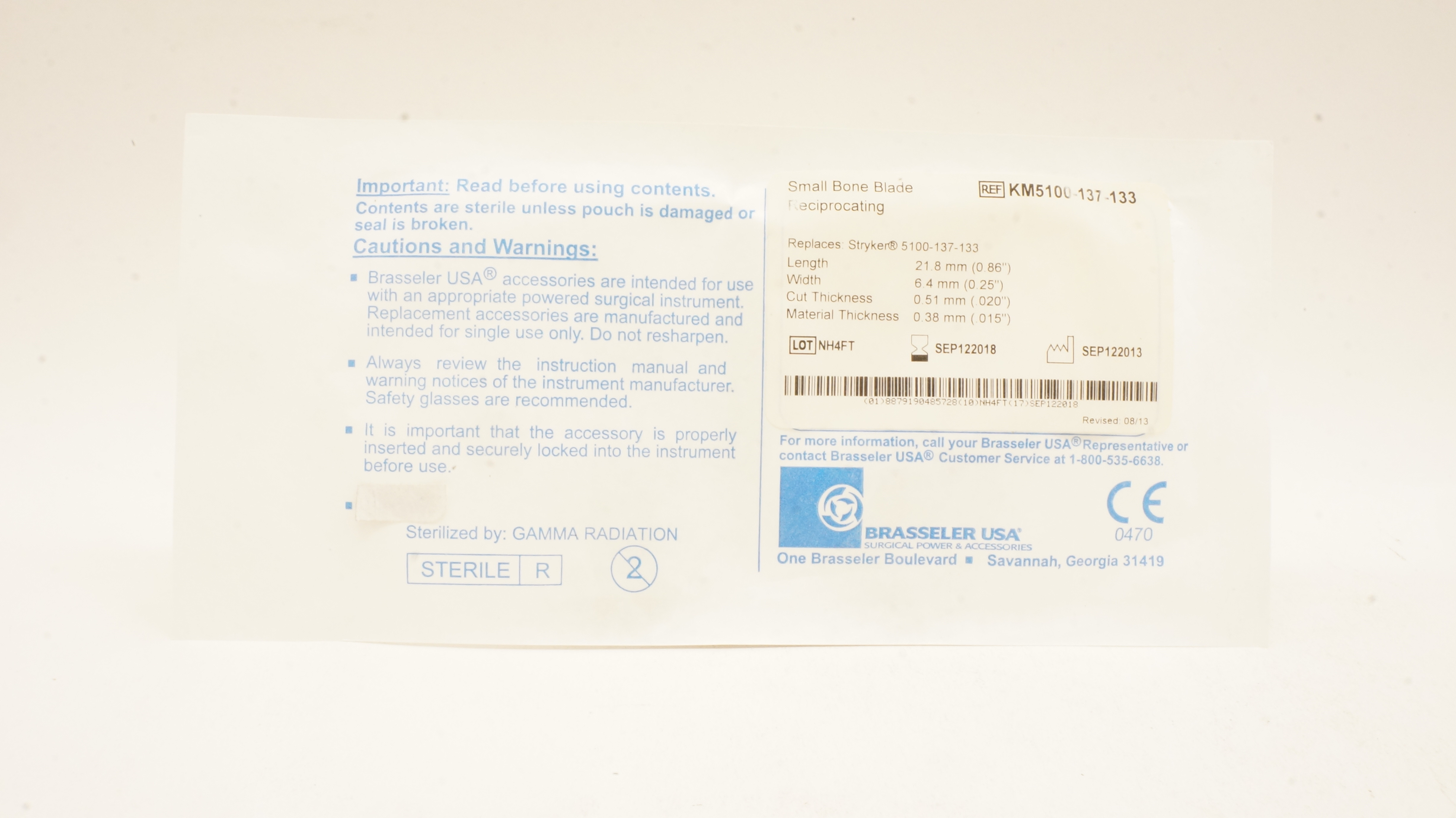 Brasseler KM5100-137-133 Small Bone Blade Reciprocating (x)