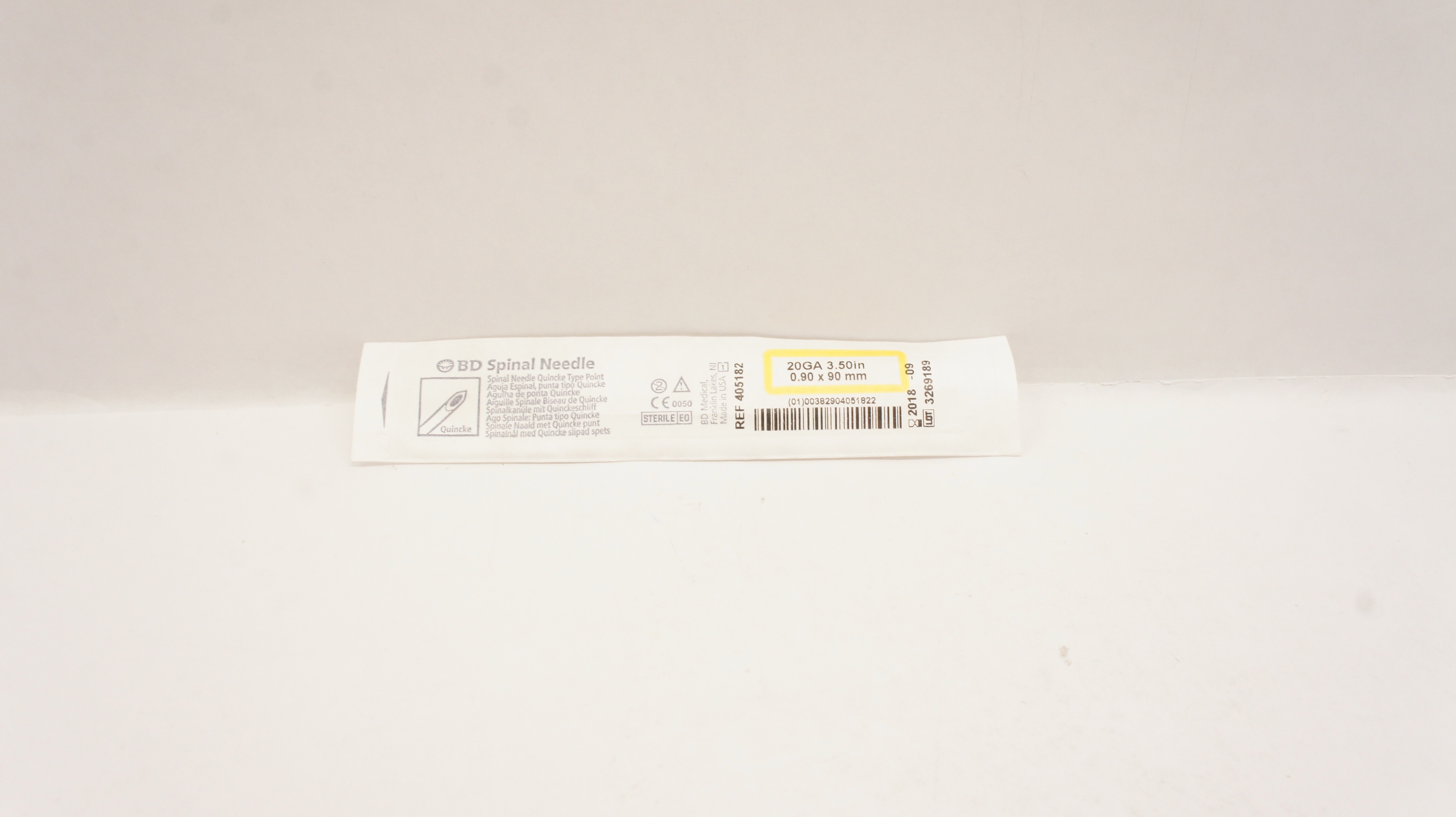 BD 405182 Spinal Ndle Quincke Type Point 20G x 3.50inch (x)