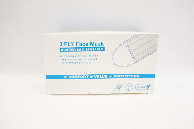 3 Ply Face Mask Non-Woven Disposable - Box of 50