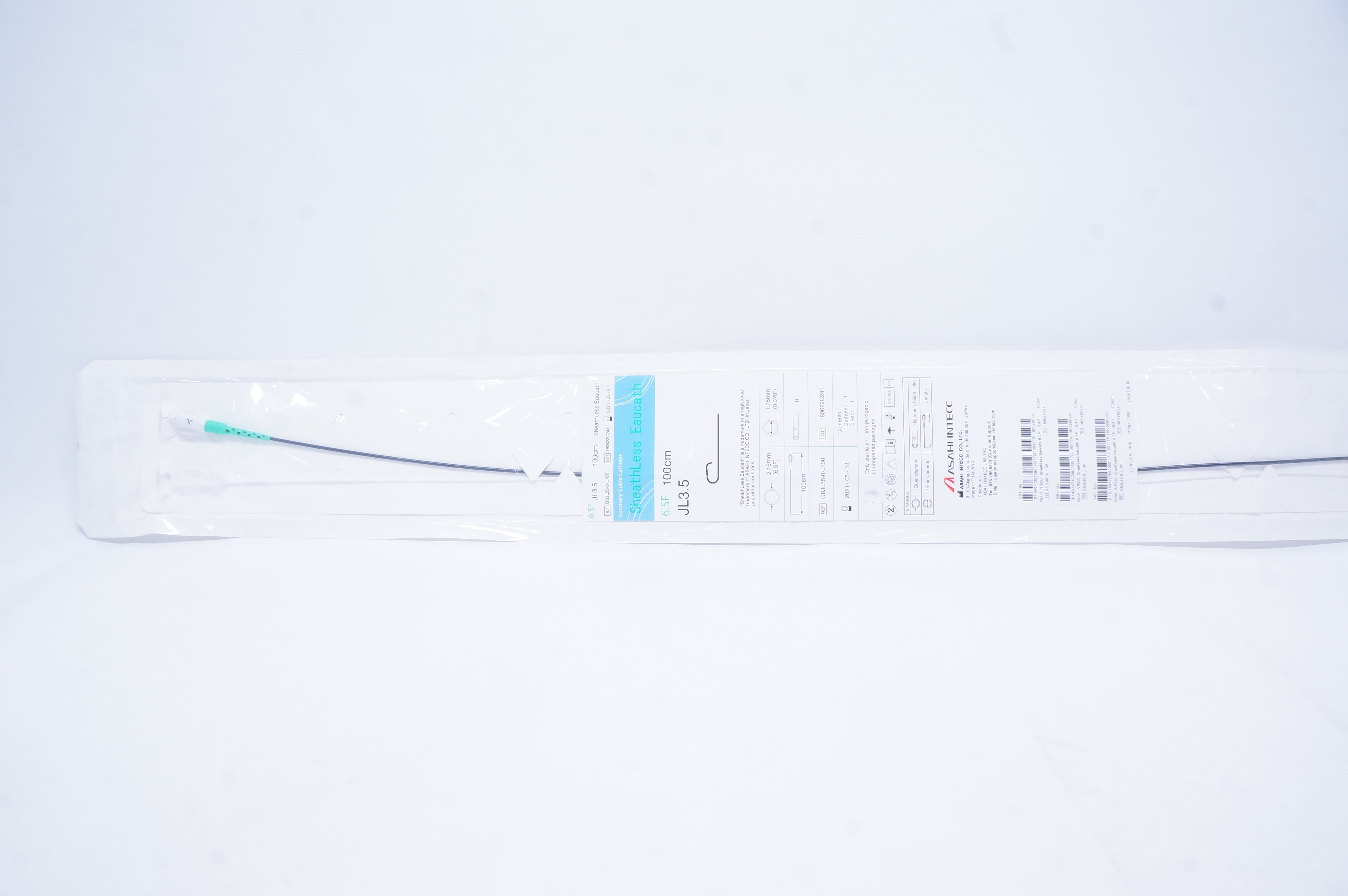 Asahi Intecc G6JL35-0-L100 SheathLess Eaucath Coronary Guide Cath 6.5F JL3.5