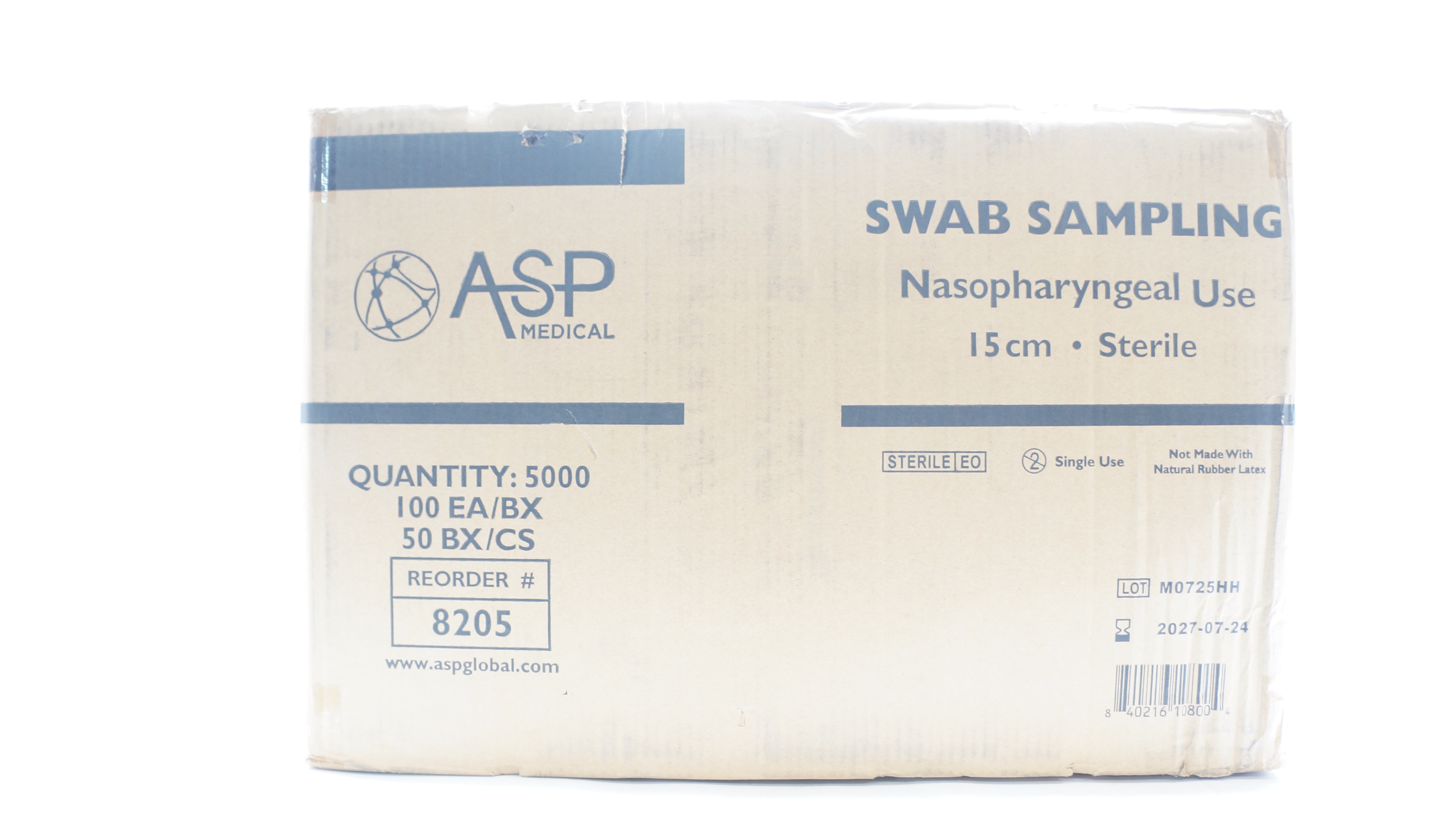 ASP Medical 8205 Swab Sampling Nasopharyngeal Use 145cm - Case of 5000