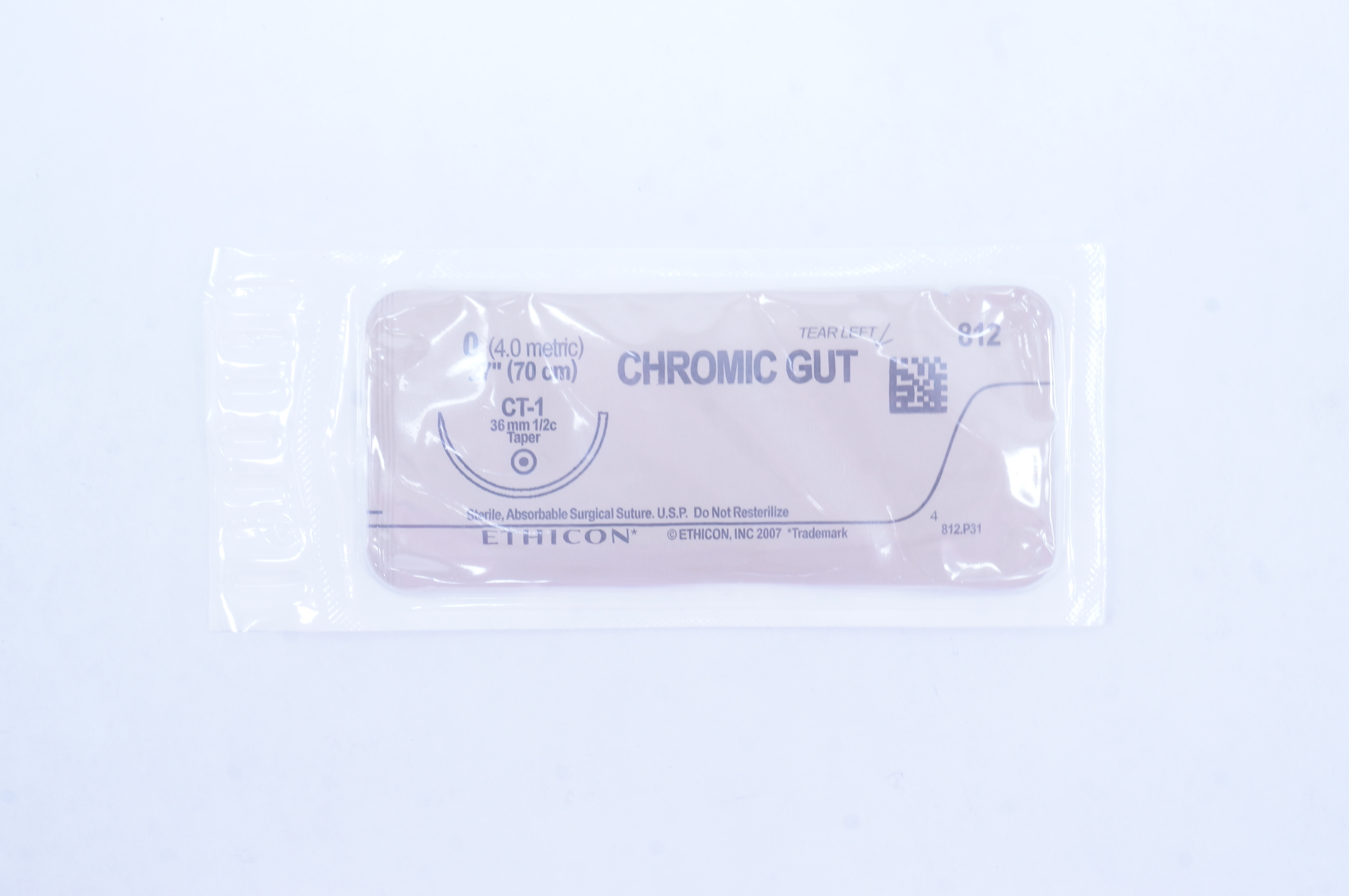 Ethicon 812 0 CHROMIC GUT, CT-1, 36mm 1/2c Taper, 27inch (x)