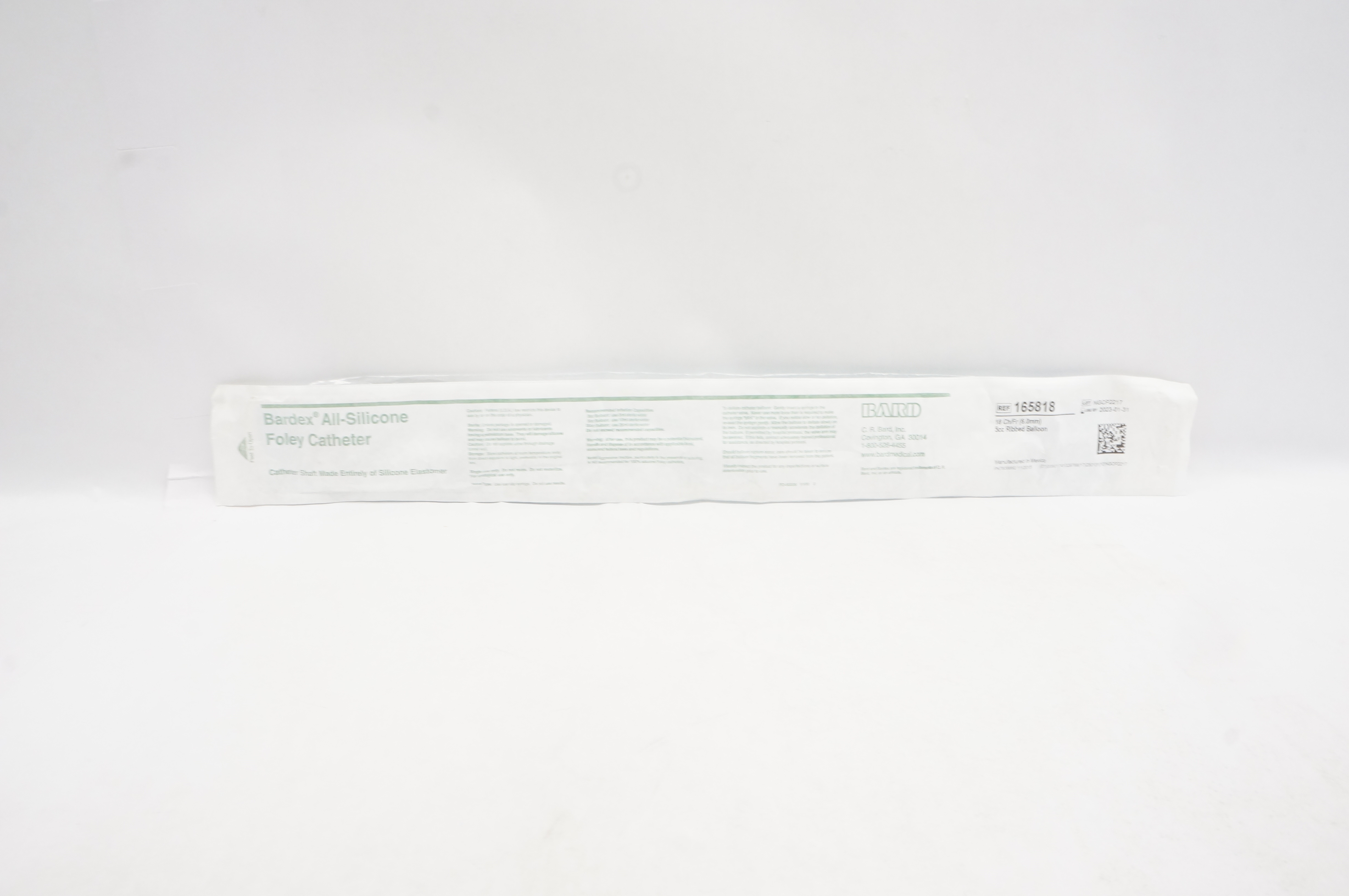 Bard 165818 All-Silicone Foley Cath. 18Fr 5cc Ribbed Balloon (x)