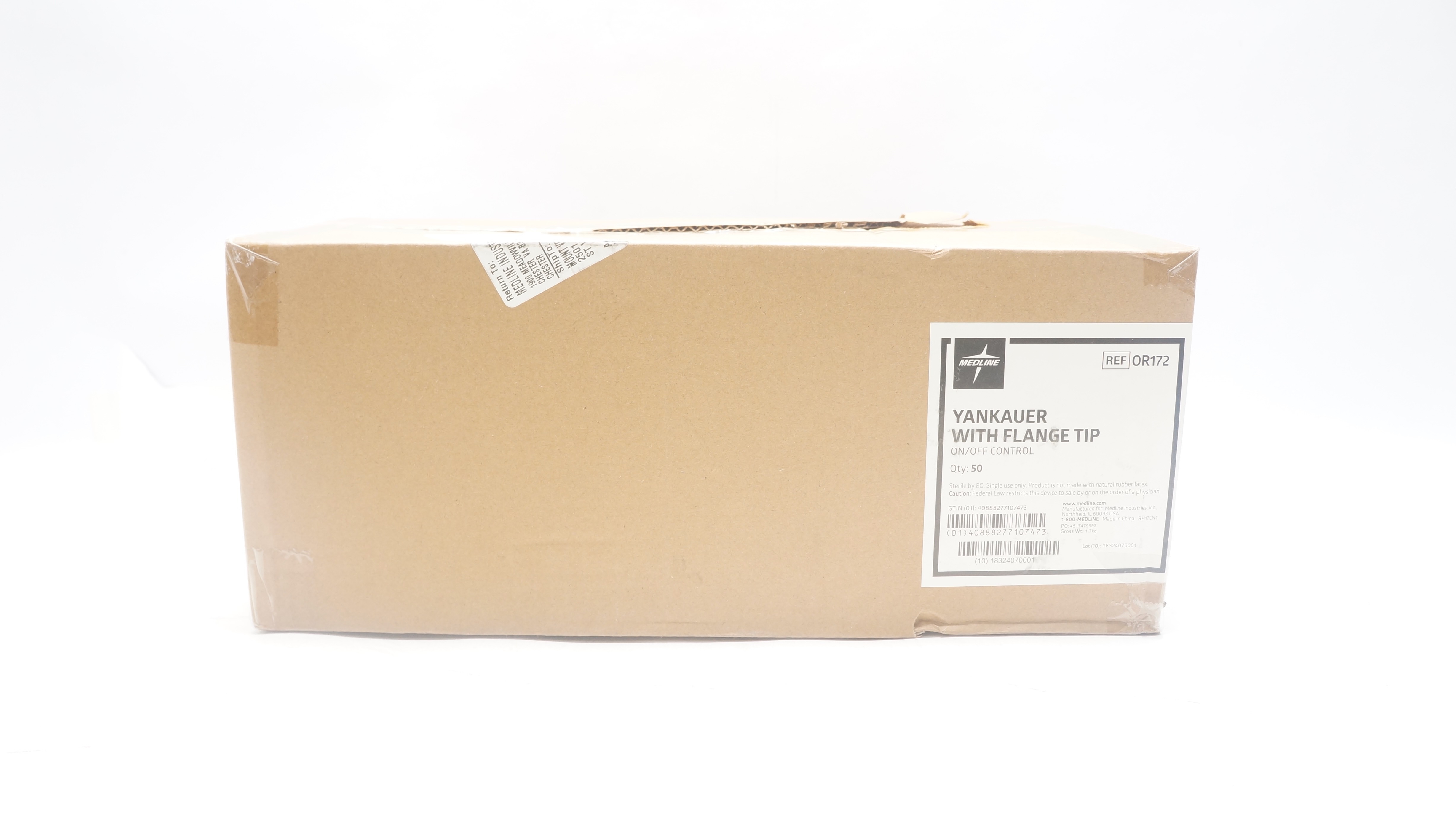 Medline OR172 Yankauer with Flange Tip On/OFF Control - Box of 50