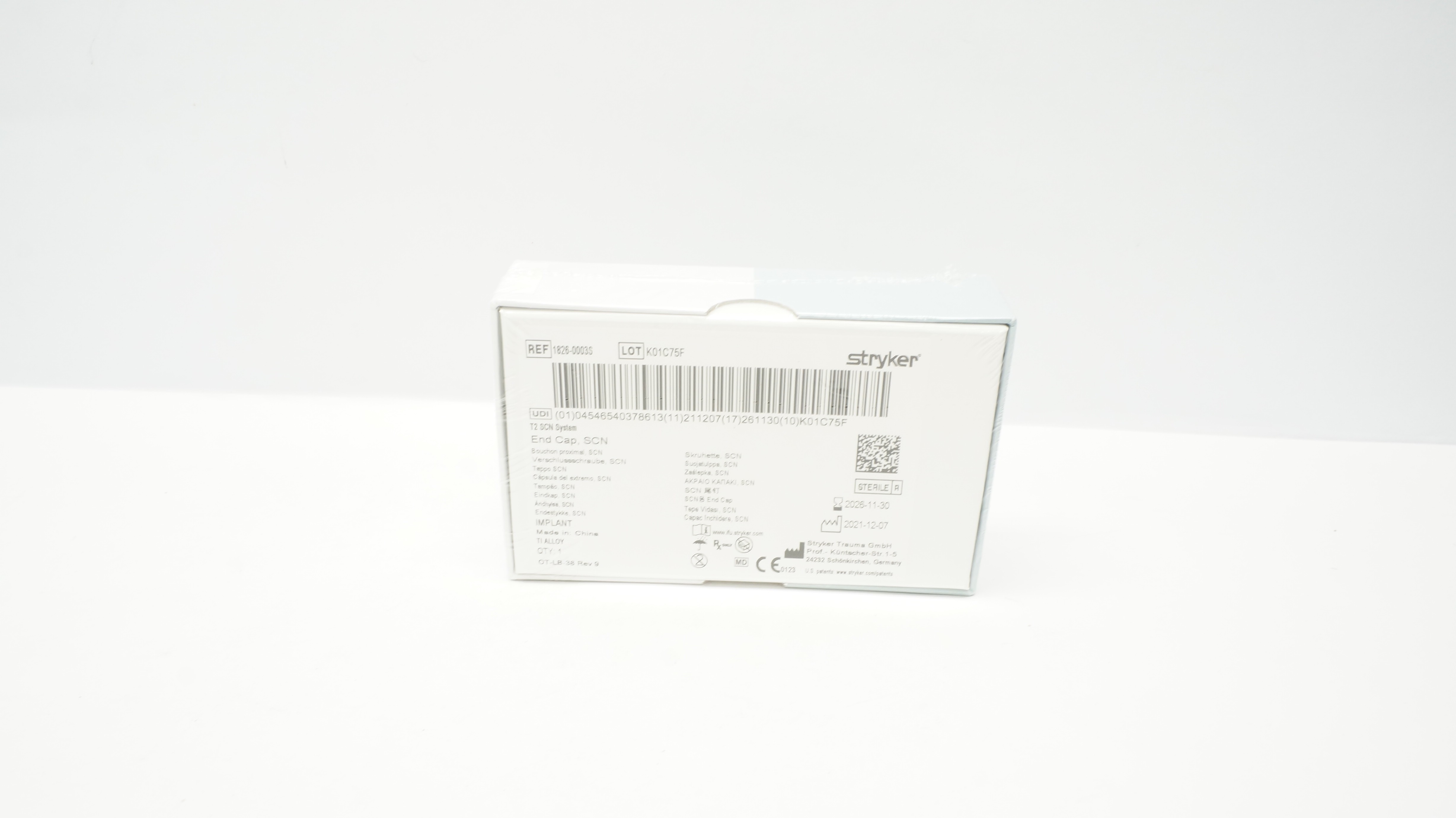 Stryker 1826-0003S End Cap,SCN T2 SCN System