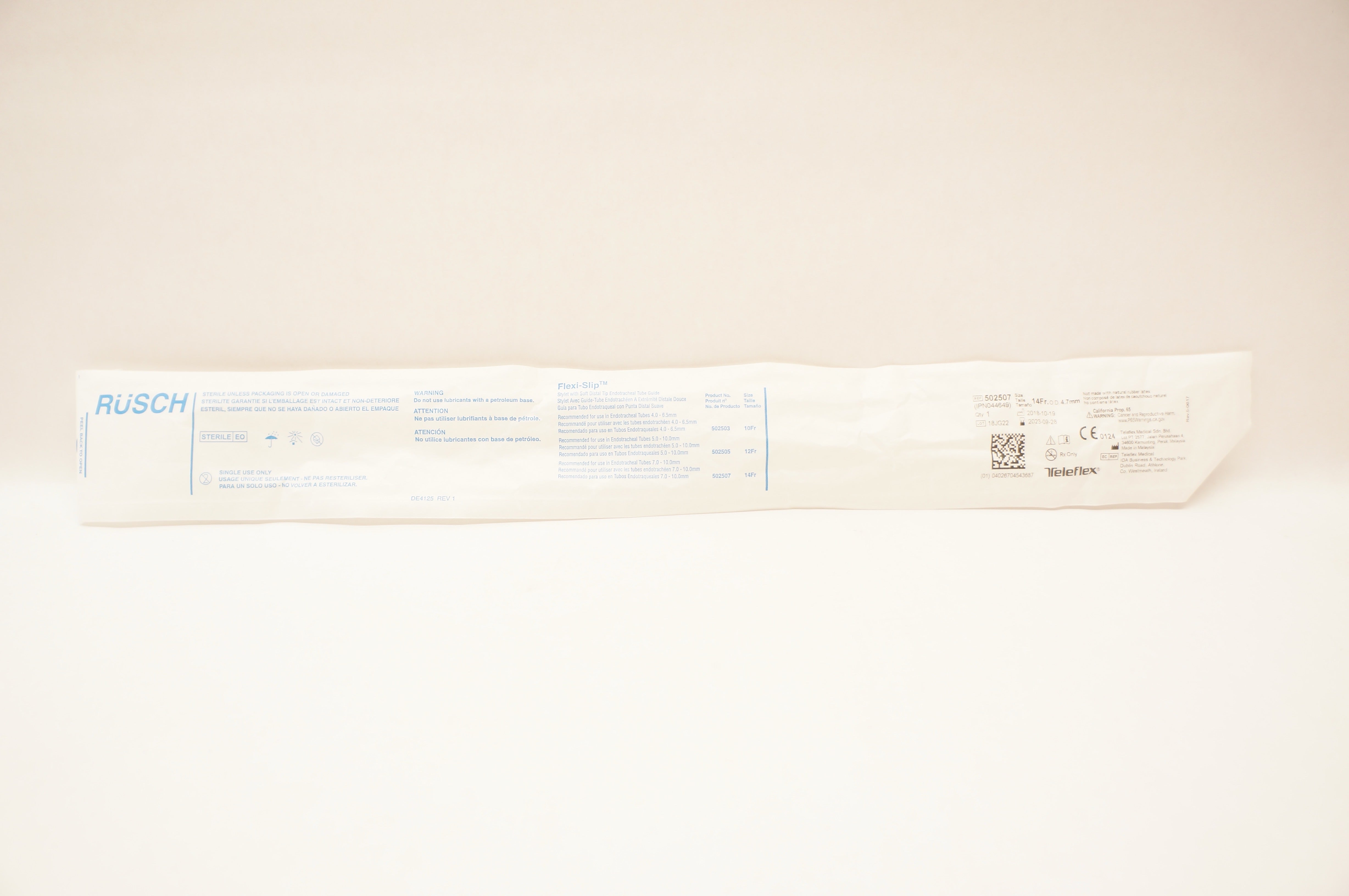 Teleflex 502507 Rusch Flexi-Slip Stylet With Soft Distal Tip 14Fr x 4.7mm OD