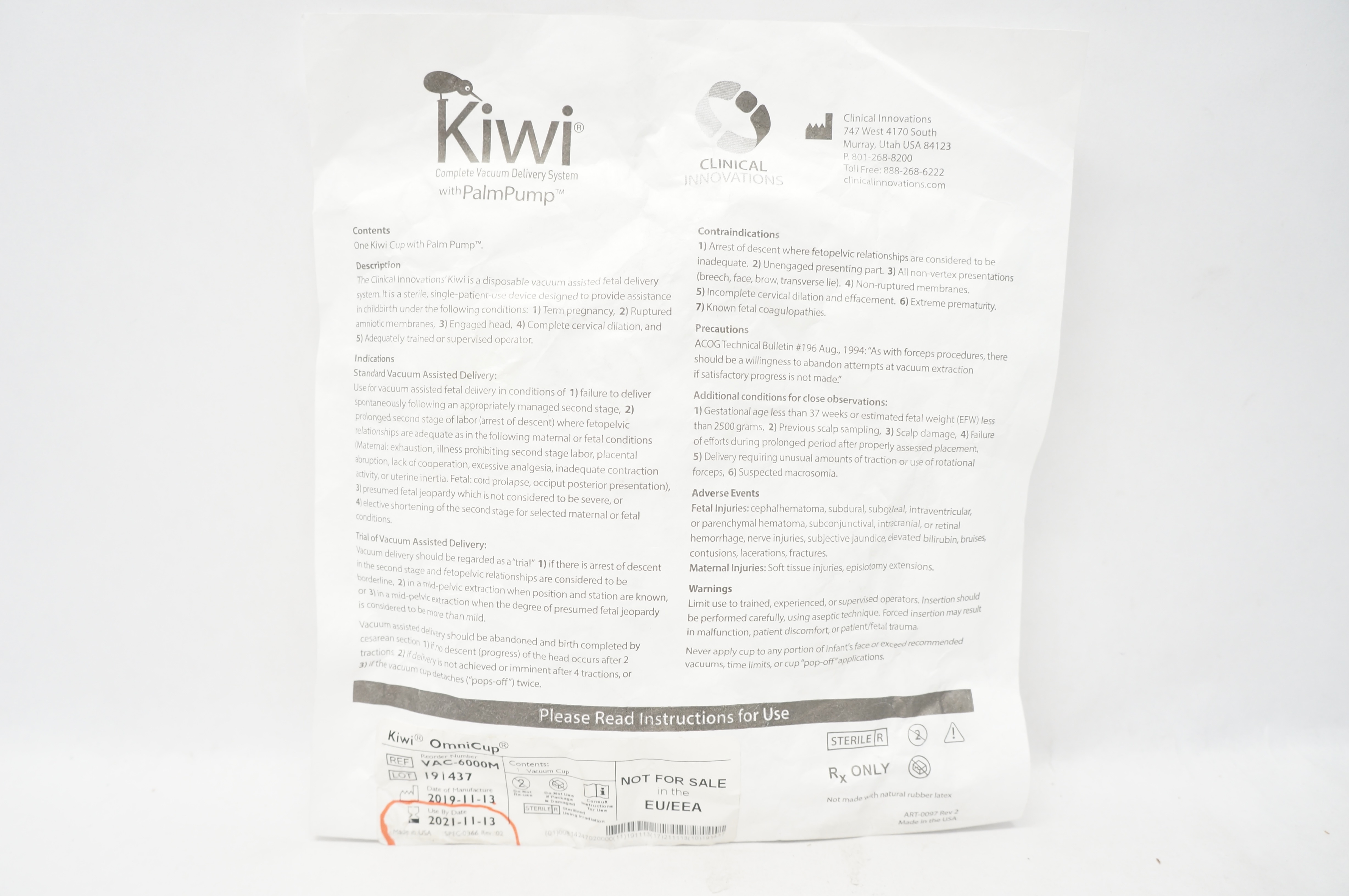 Clinical Innovations VAC-6000M Kiwi OmniCup Complete Vacuum Delivery System (x)