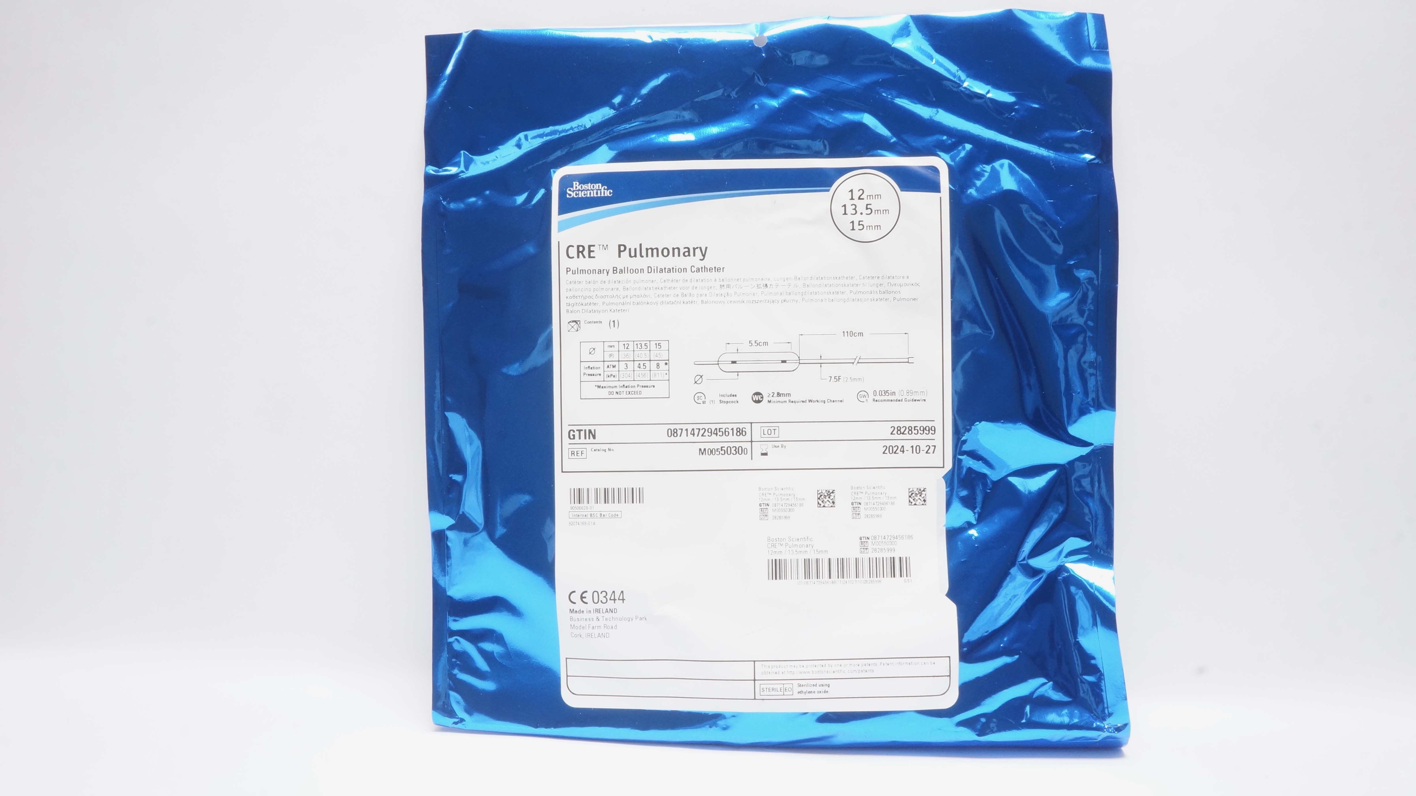 Boston Scientific M00550300 CRE Pulmonary Dilatation Cath. 12  x 13.5 x 15mm (x)