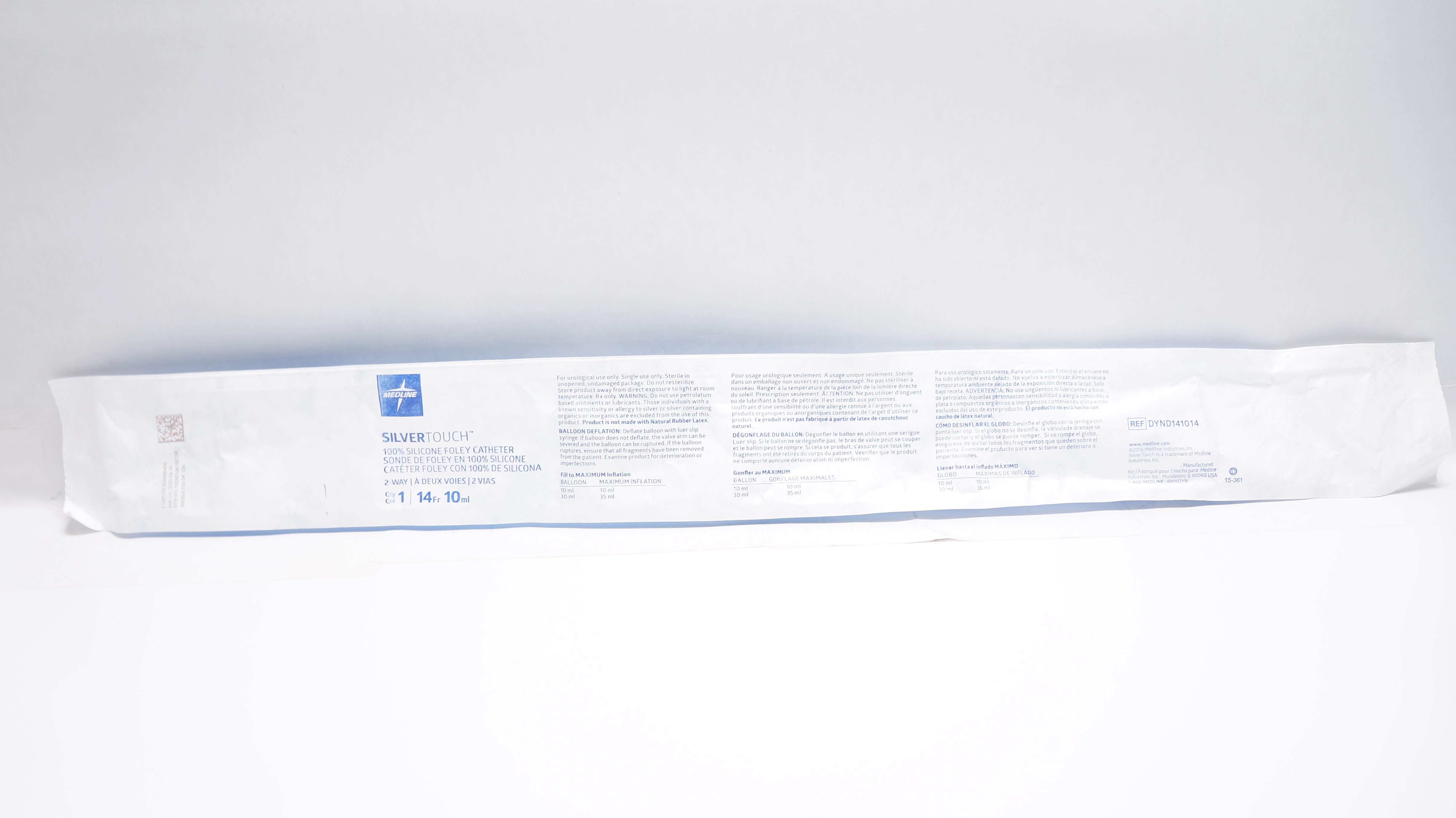 Medline DYND141014 SilverTouch 100% Silicone Foley Cath. 2-Way 14Fr x 10ml (x)