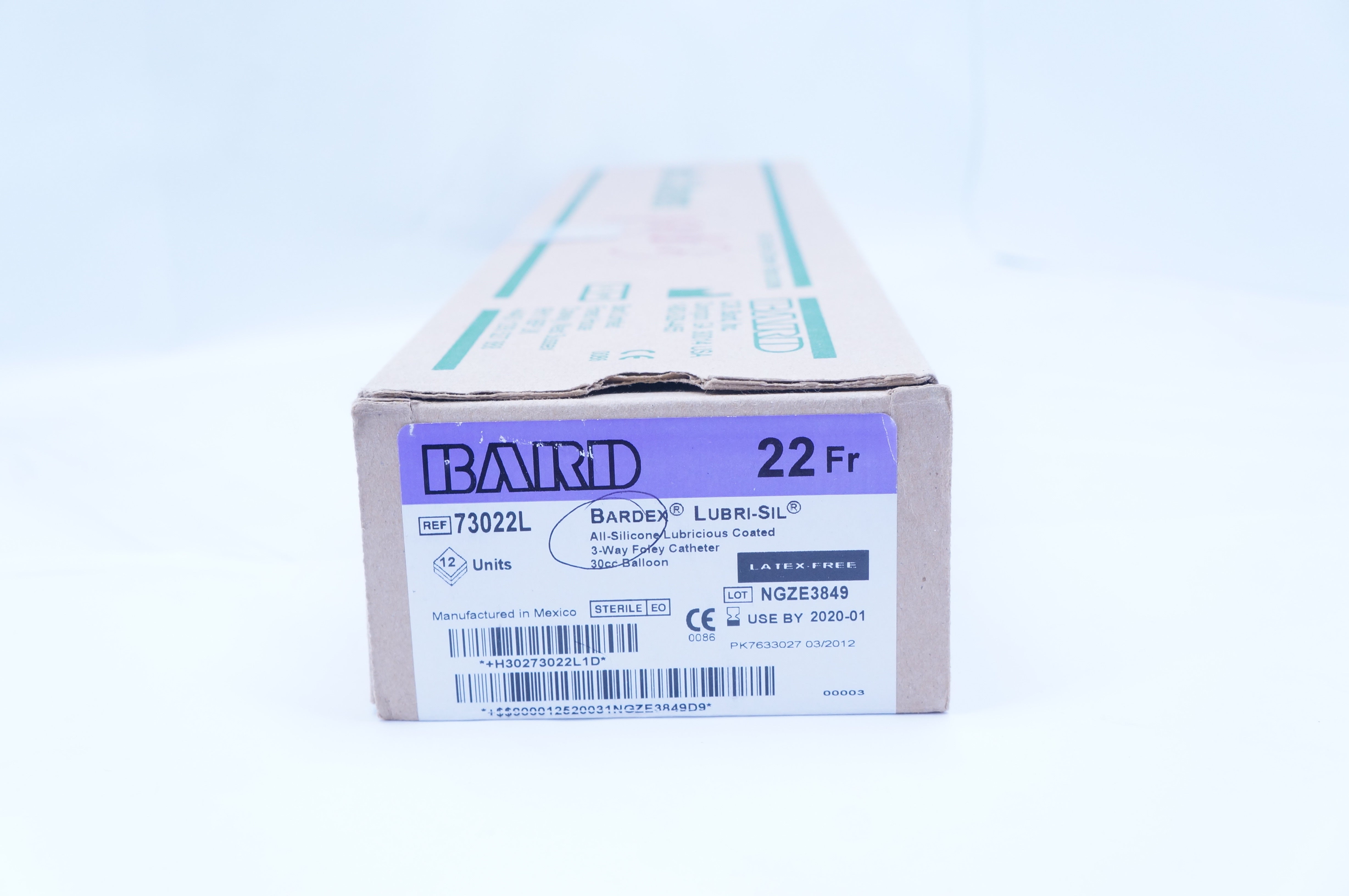 Bard 73022L Bardex Lubri-Sil 3-Way Foley Cath. 22Fr. 30cc (x) - Box of 12