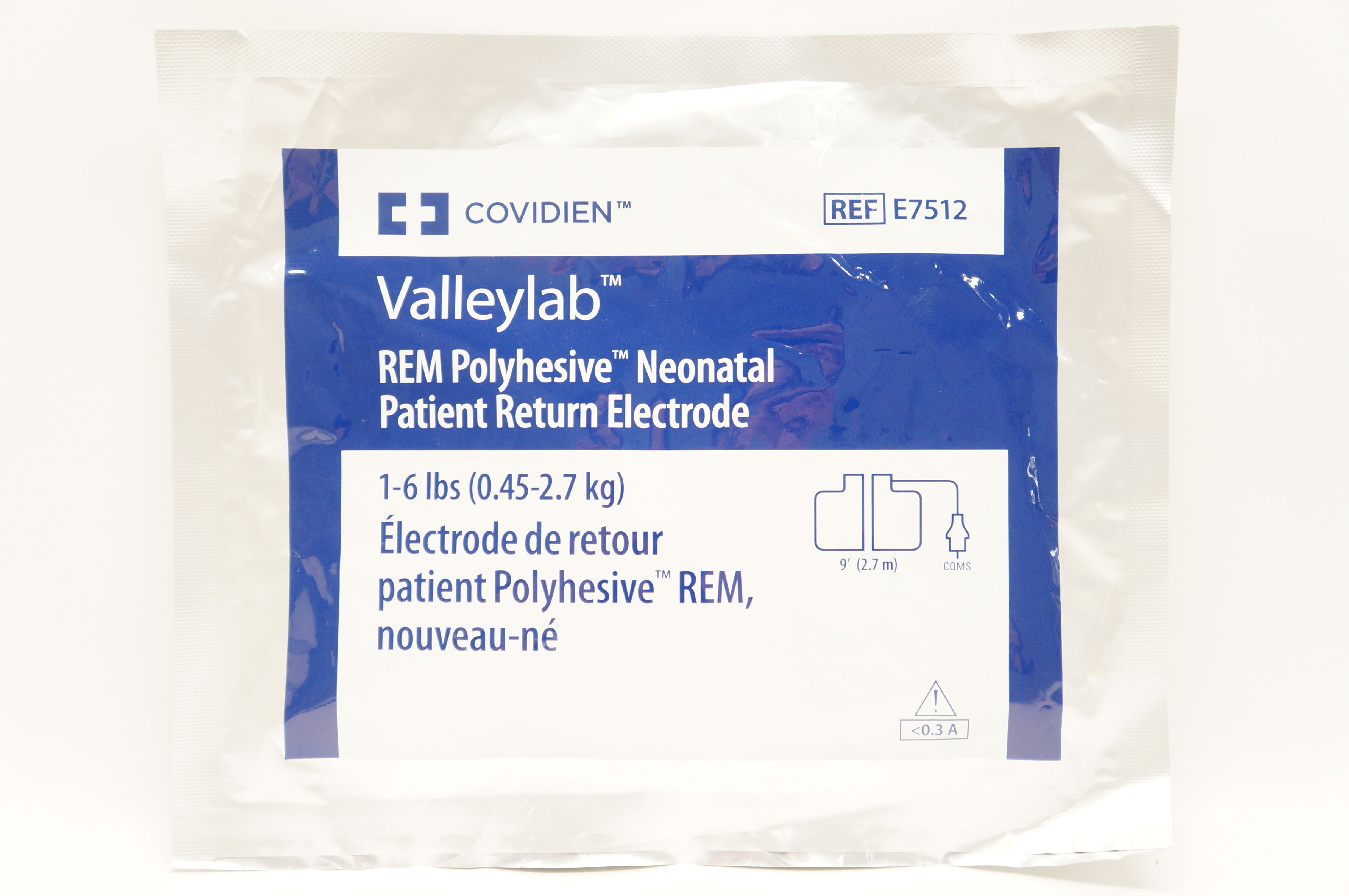 Covidien E7512 Valleylab REM Polyhesive Neonatal Return Electrode 1-6lbs (x)