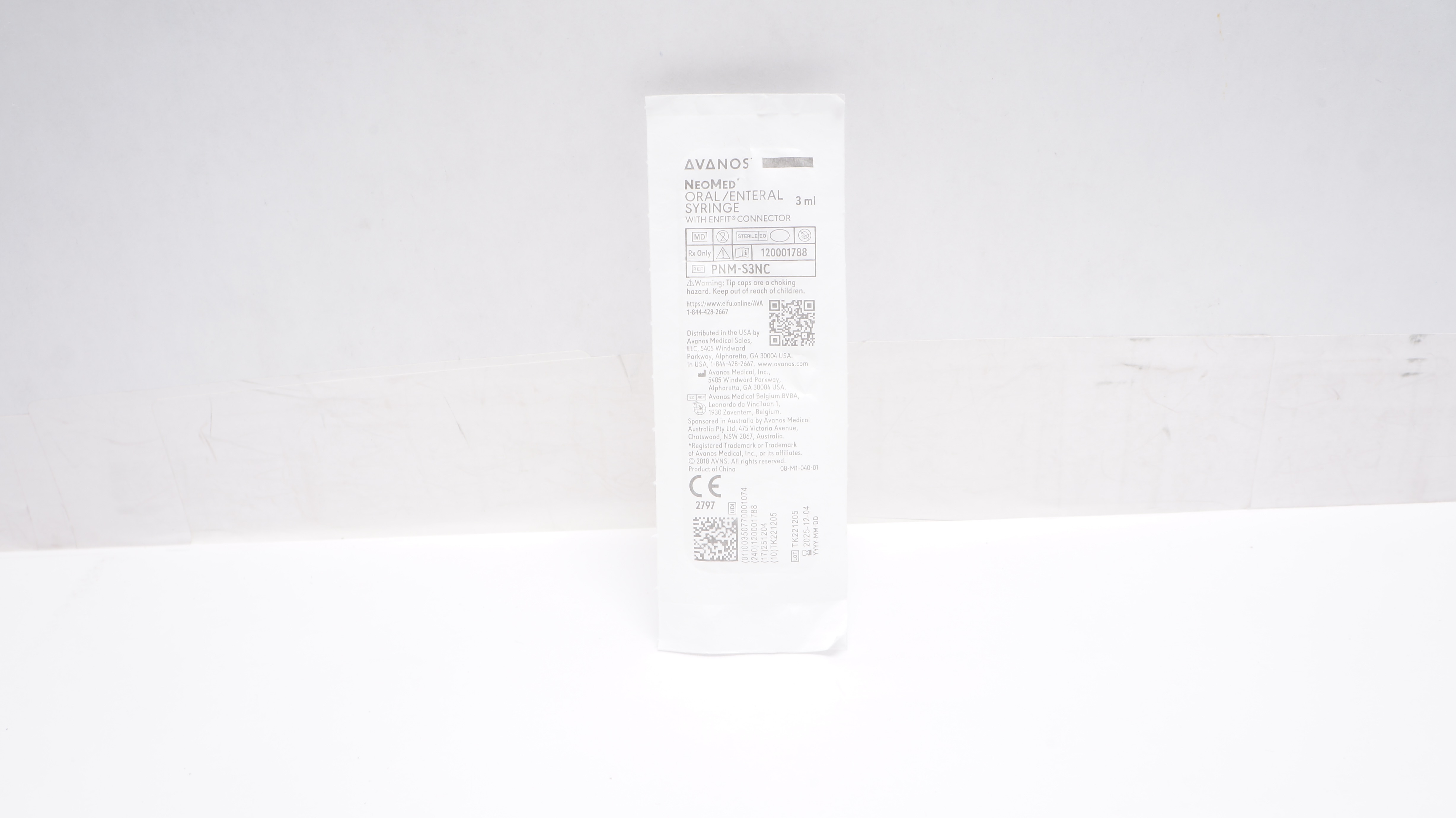 Avanos PNM-S3NC NeoMed Oral/Enteral Syringe W/Enfit Connector,3ml