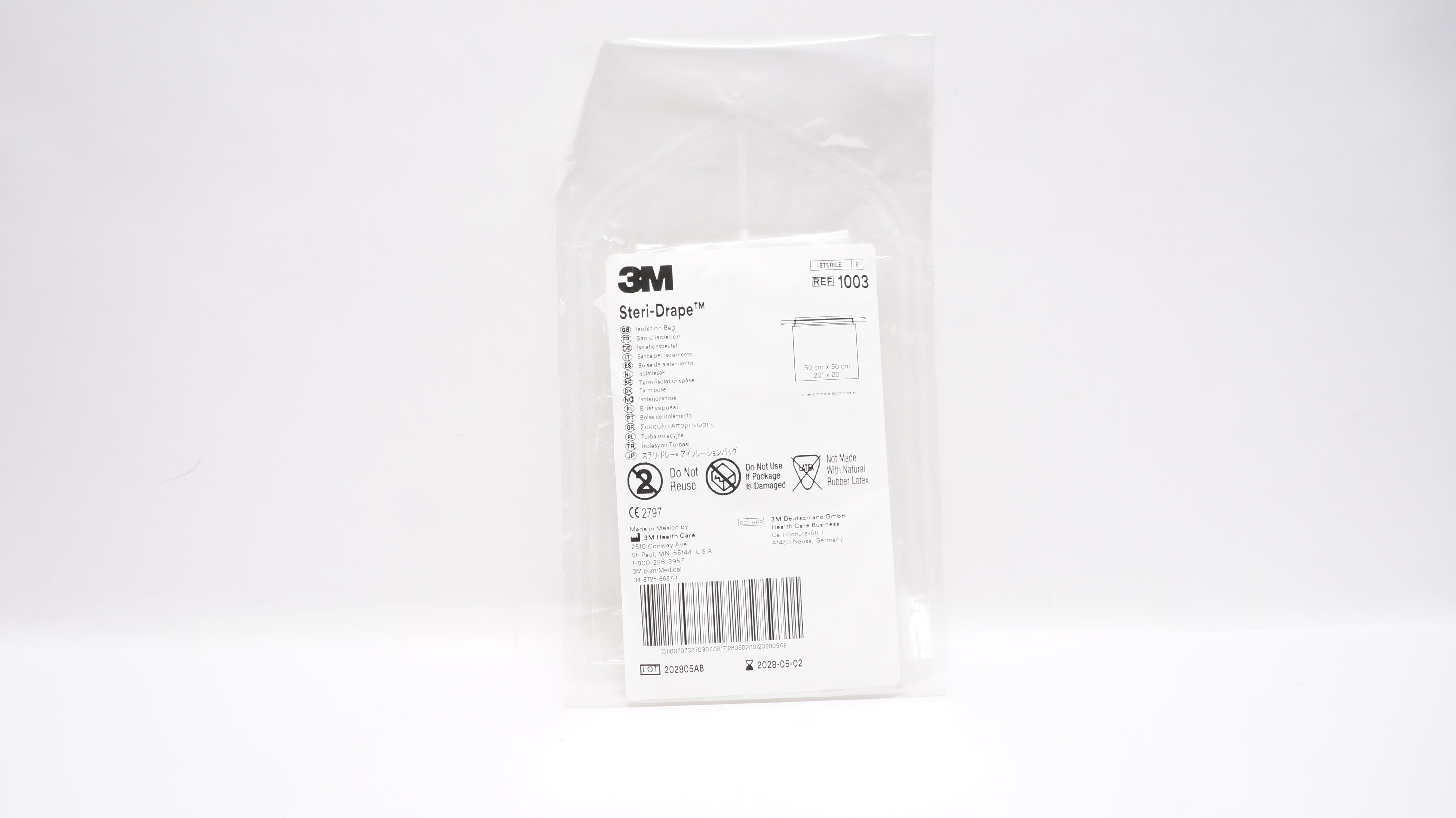 3M 1003 Steri-Drape Isolation Bag 20inch x 20inch