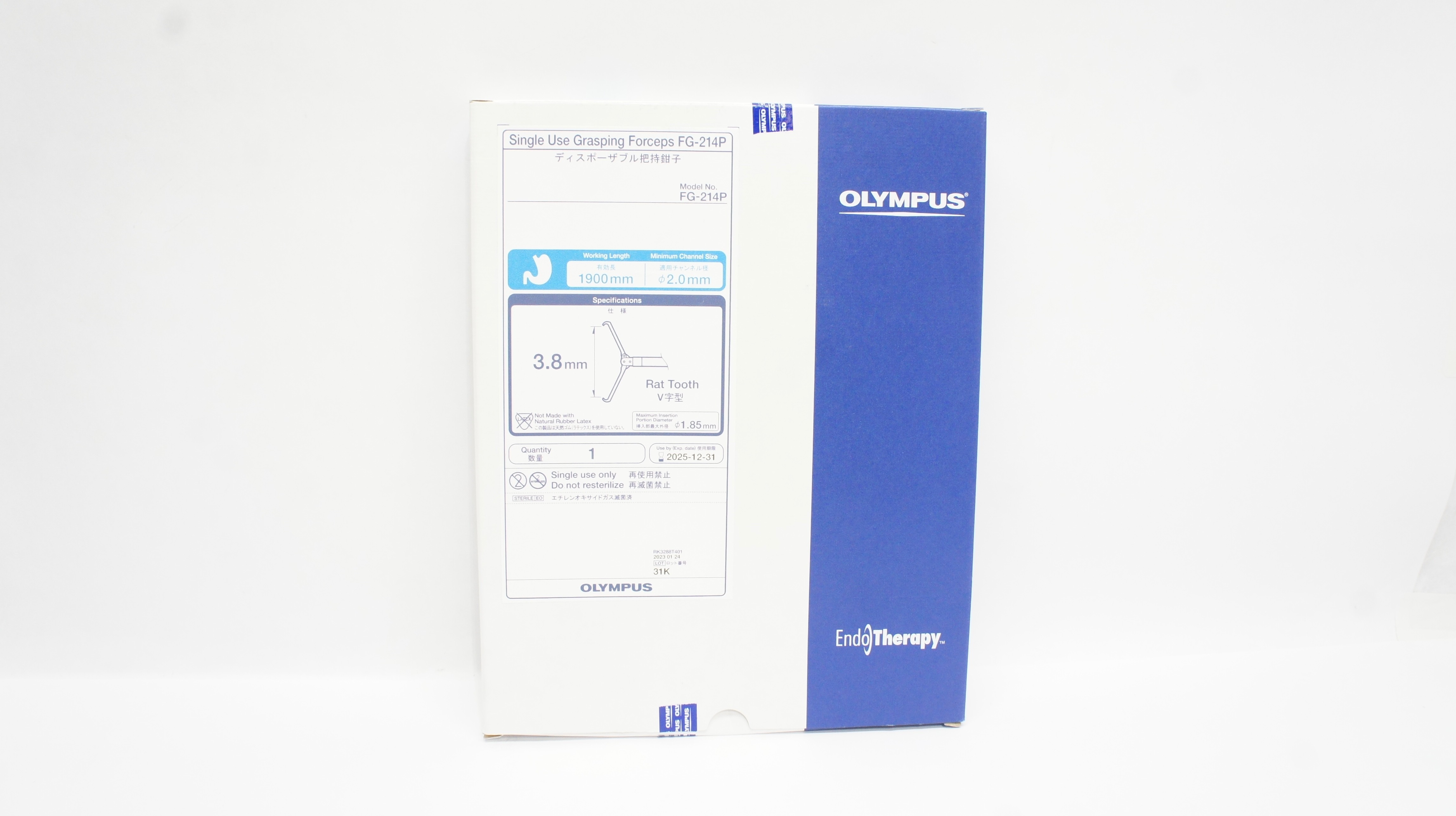 Olympus FG-214P Endo Therapy Single Use Grasping Forceps 1900mm x 2.0mm x 3.8mm