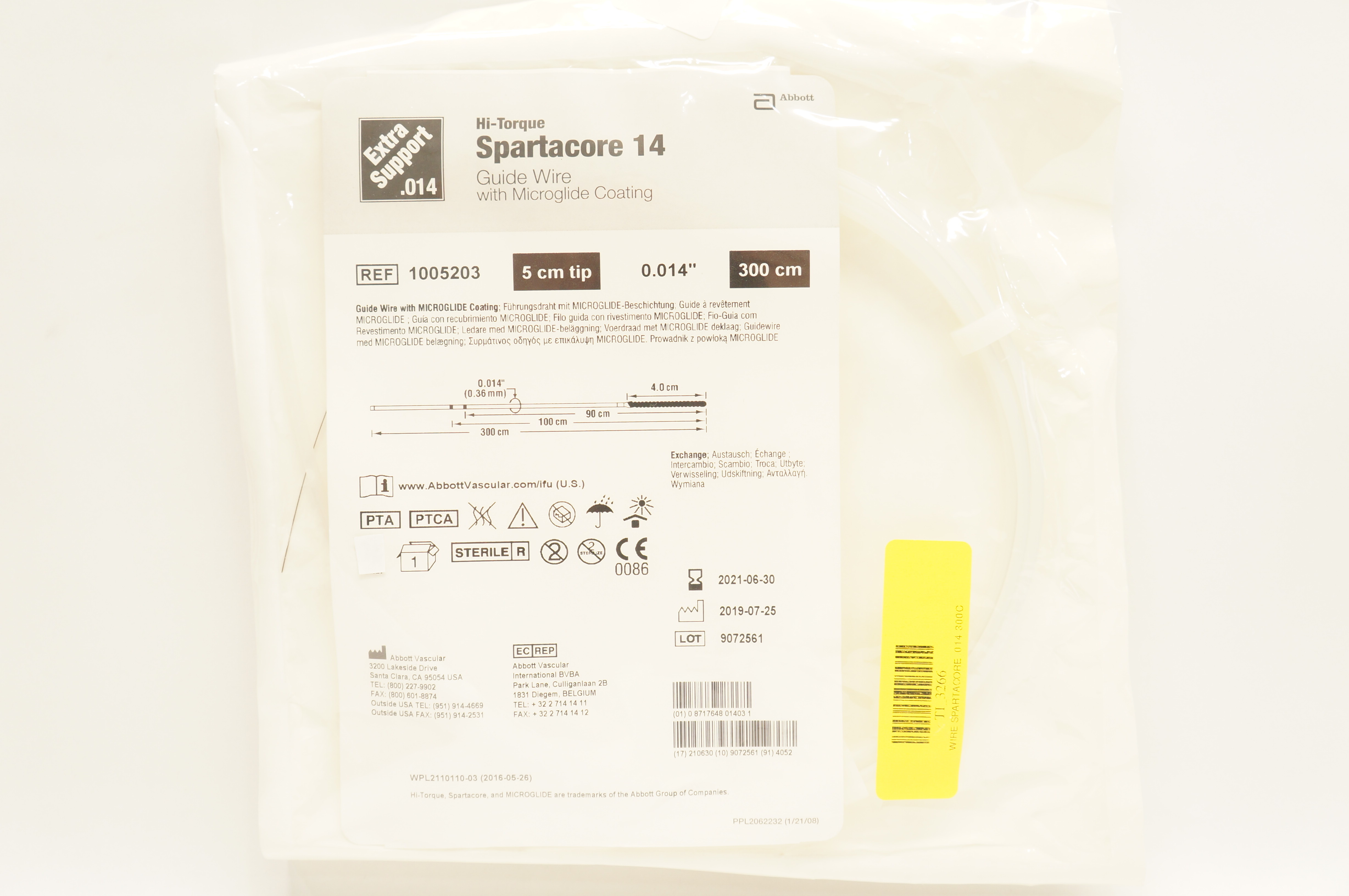 Abbott 1005203 Hi-Torque Spartacore 14 Guide Wire 5cm x 0.014inch x 300cm (x)