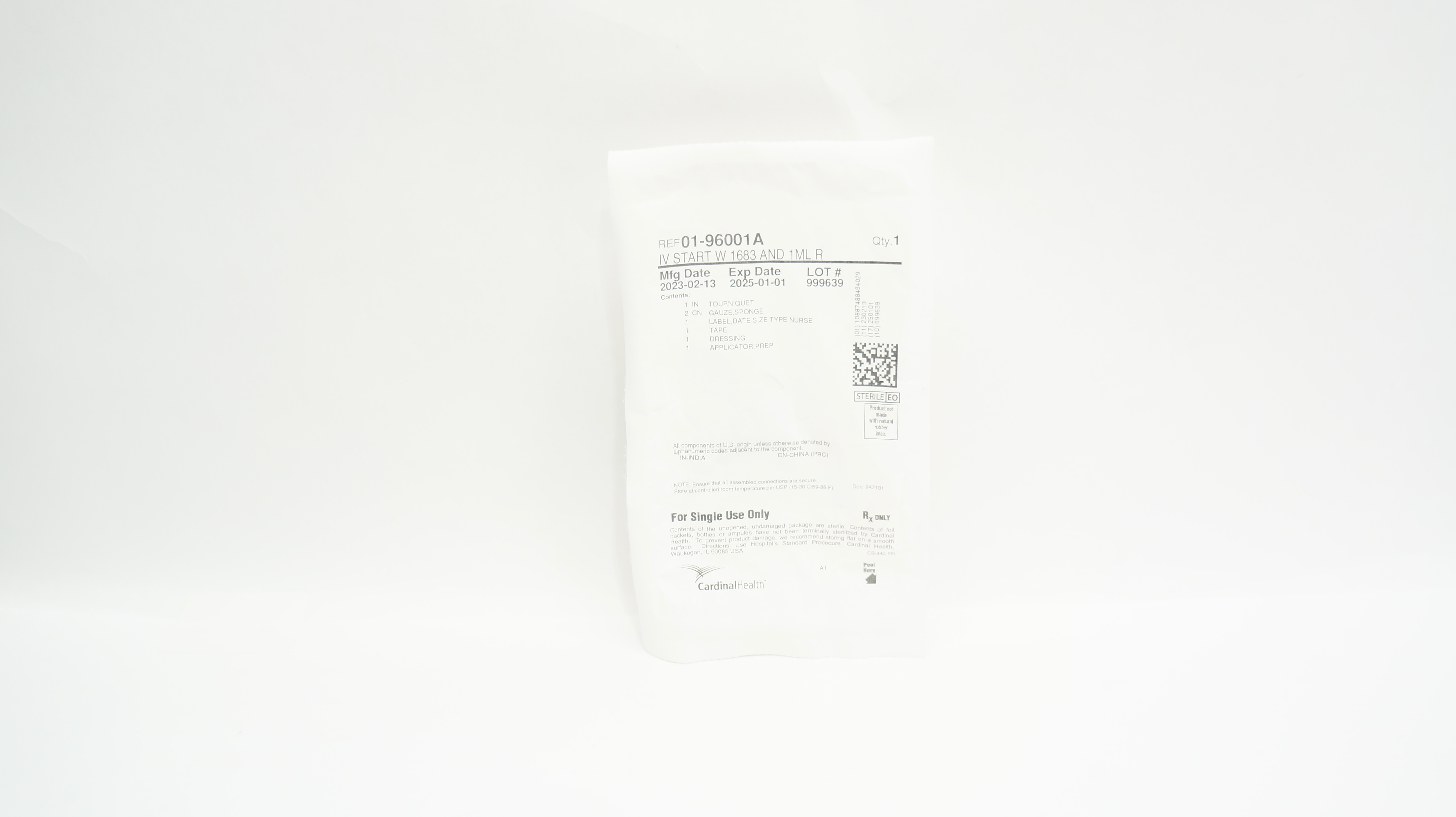 Cardinal Health 01-96001A IV Start W 1683 AND 1ML R Kit